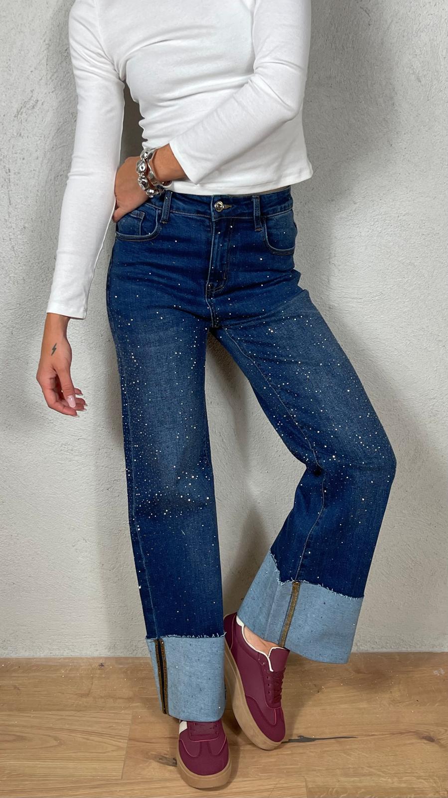 JEANS MAX PIEGONE CON STRASS