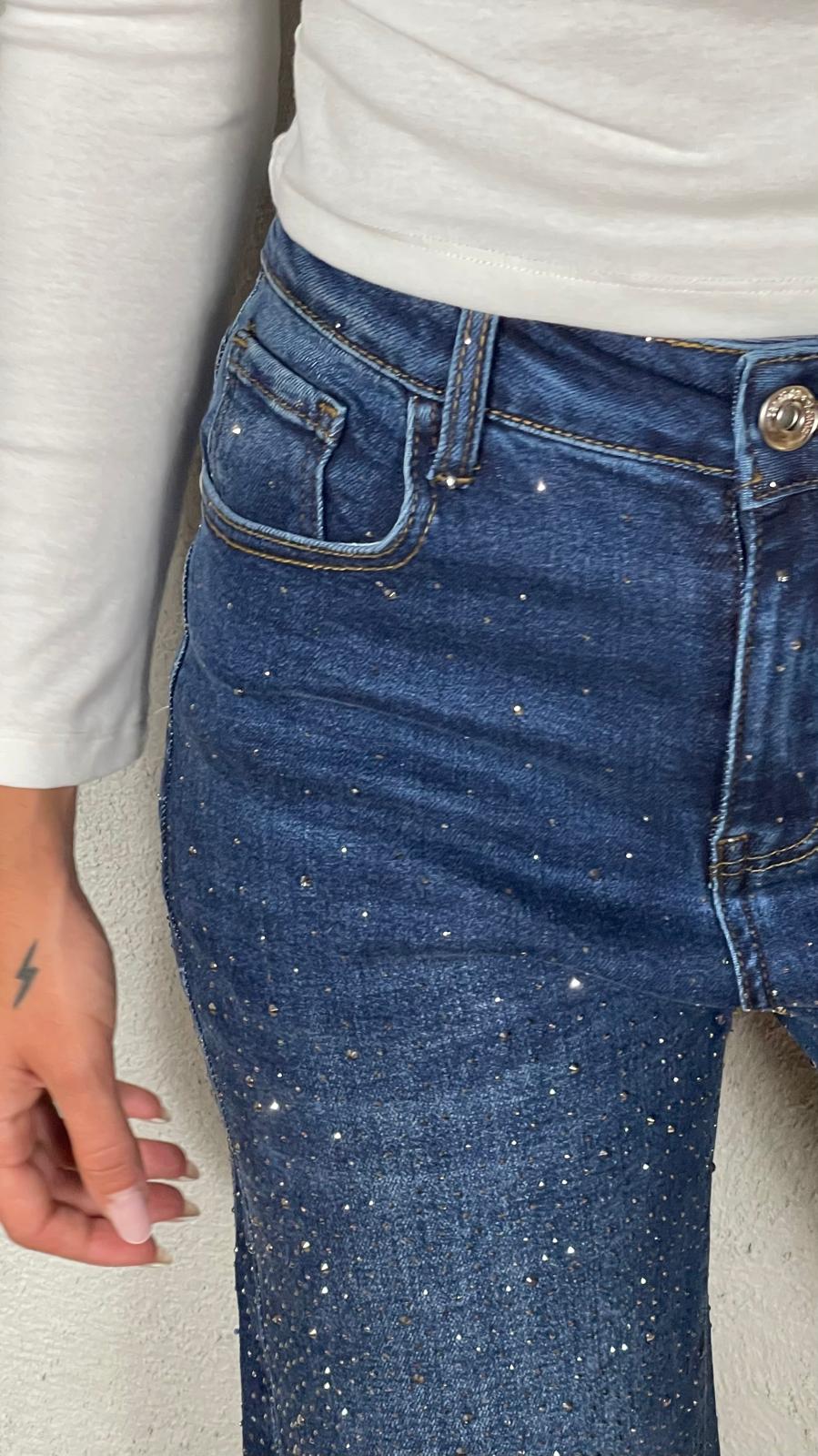JEANS MAX PIEGONE CON STRASS