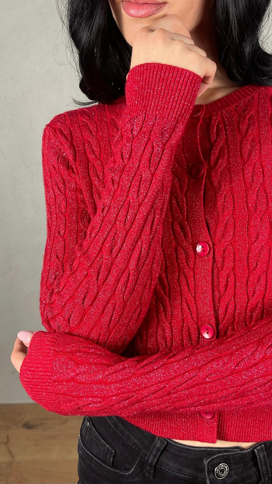 Cardigan trecce lurex