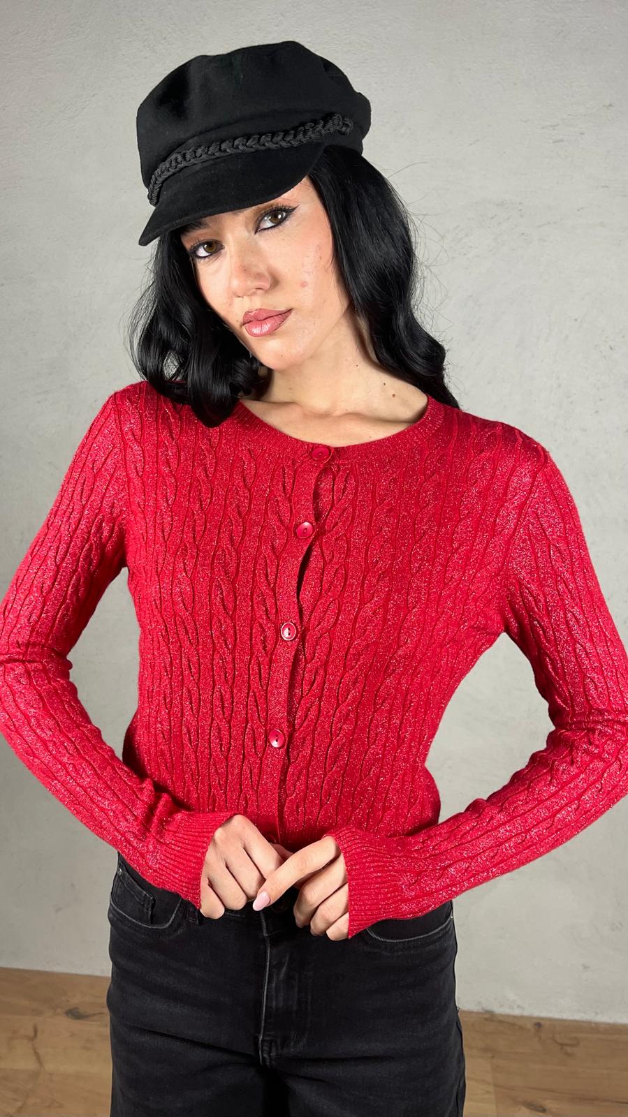 Cardigan trecce lurex