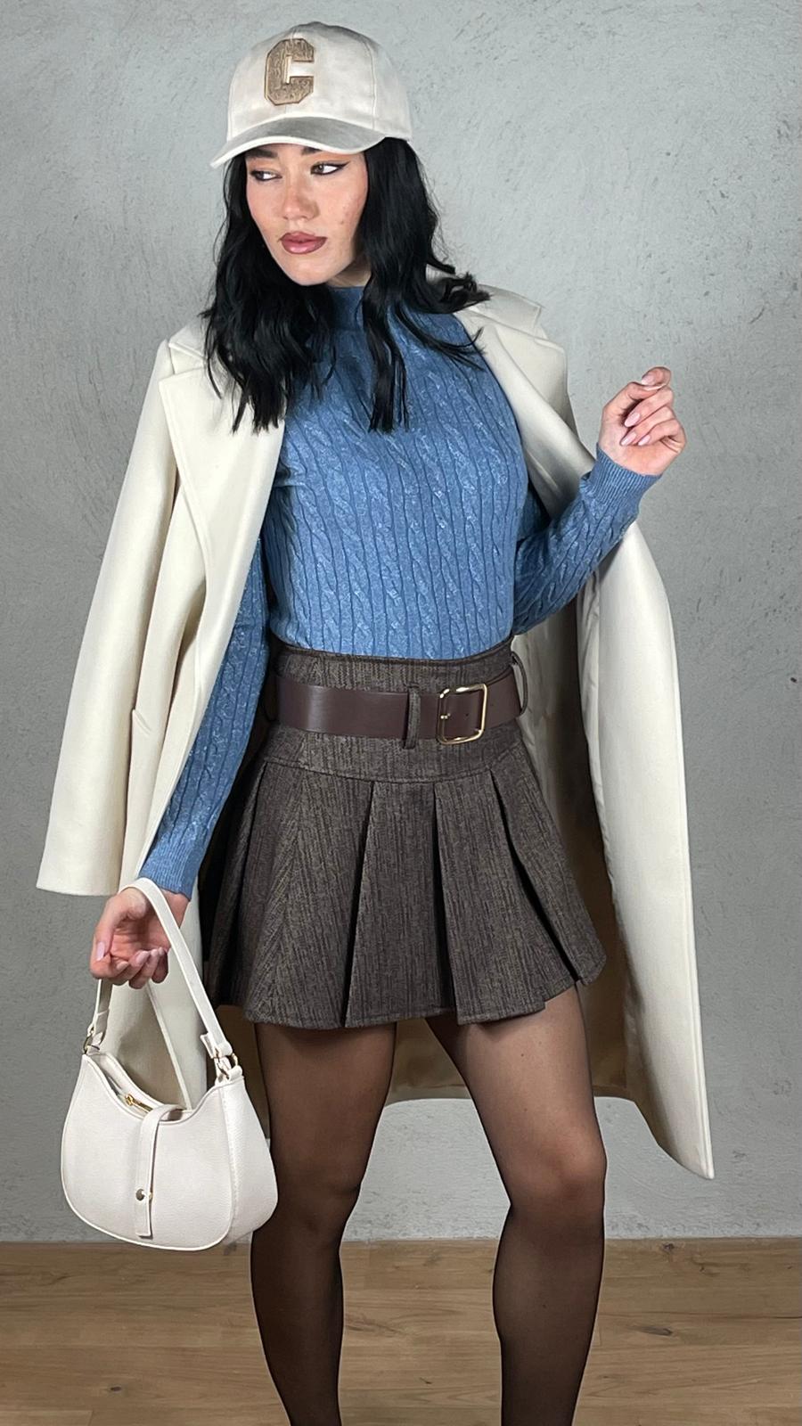 Gonna con cintura melange