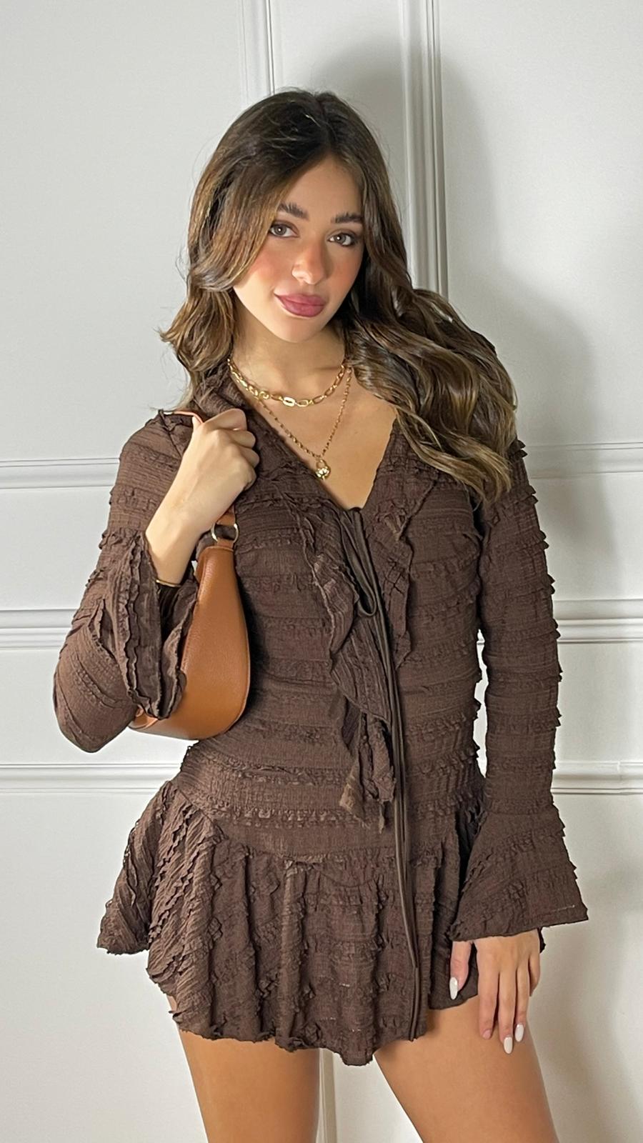 Mini vestito con micro balze