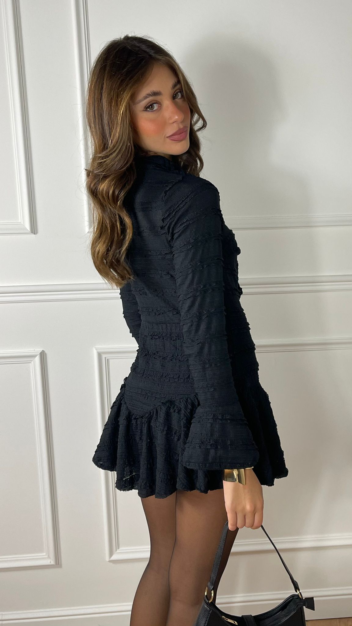 Mini vestito con micro balze