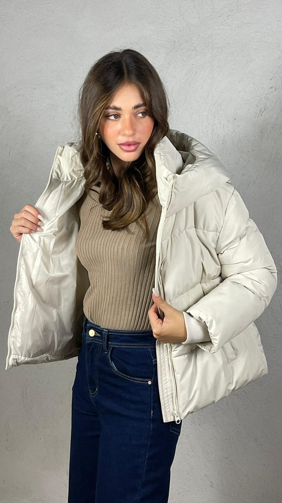 GIUBBOTTO CON CAPPUCCIO|Colore:Ecru