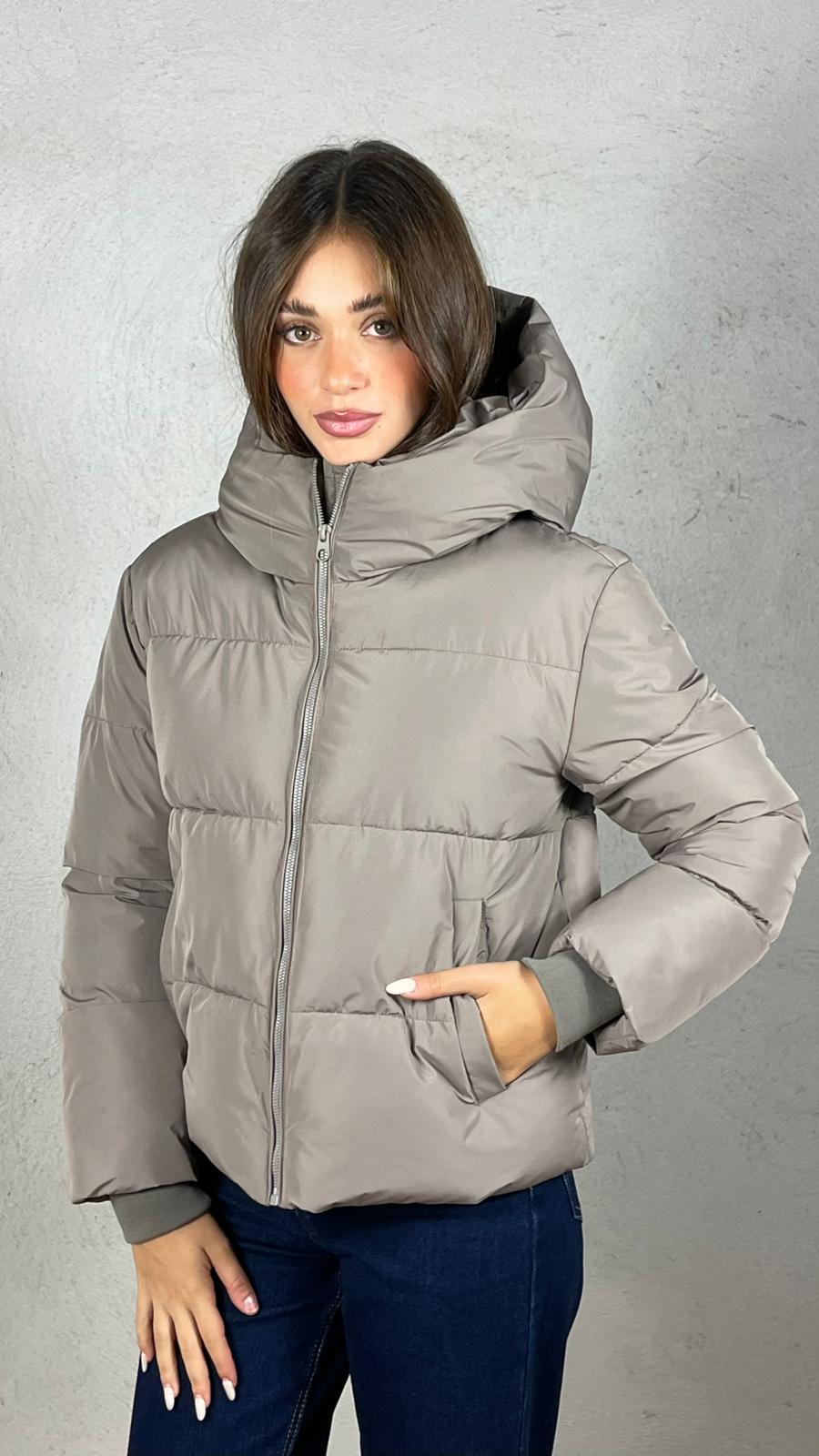 GIUBBOTTO CON CAPPUCCIO|Colore:Tortora