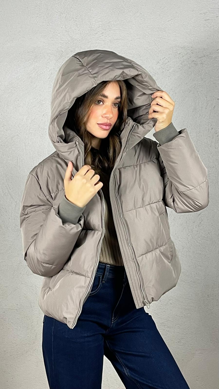 GIUBBOTTO CON CAPPUCCIO|Colore:Tortora