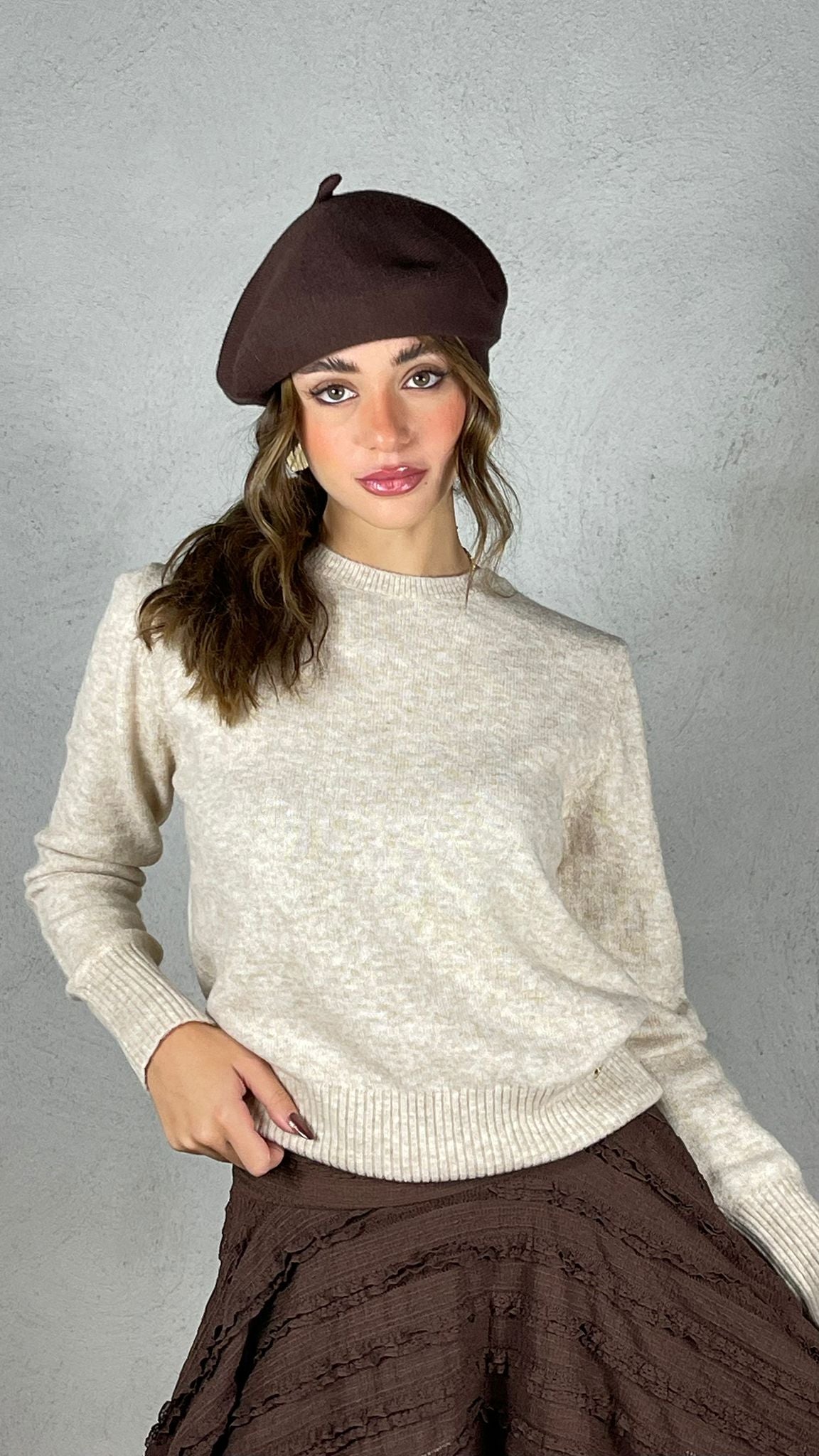 Maglia charms cuore|Colore:Cammello
