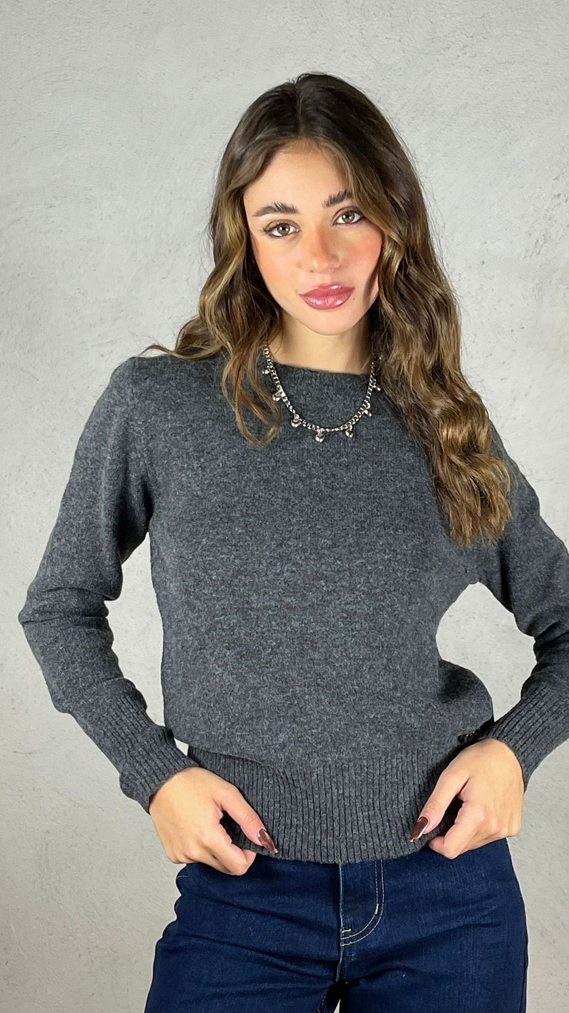 Maglia charms cuore|Colore:Grigio scuro