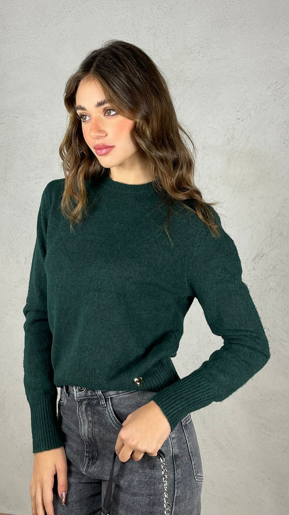 Maglia charms cuore|Colore:Verde scuro