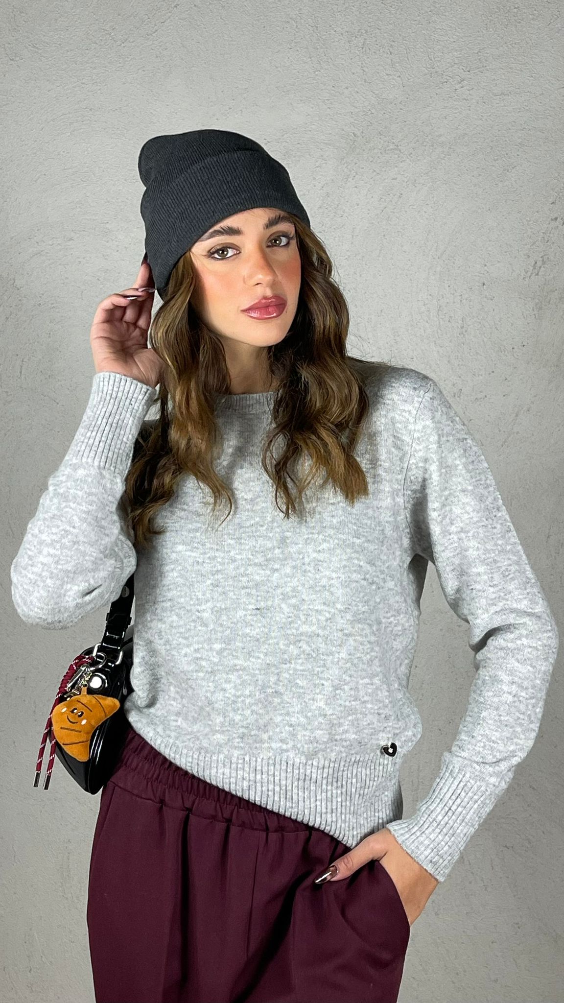 Maglia charms cuore|Colore:Grigio chiaro