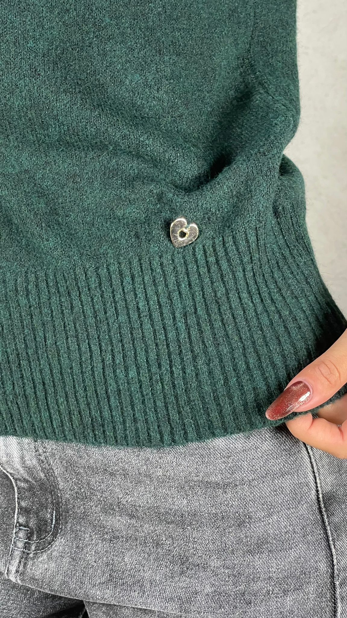 Maglia charms cuore|Colore:Verde scuro