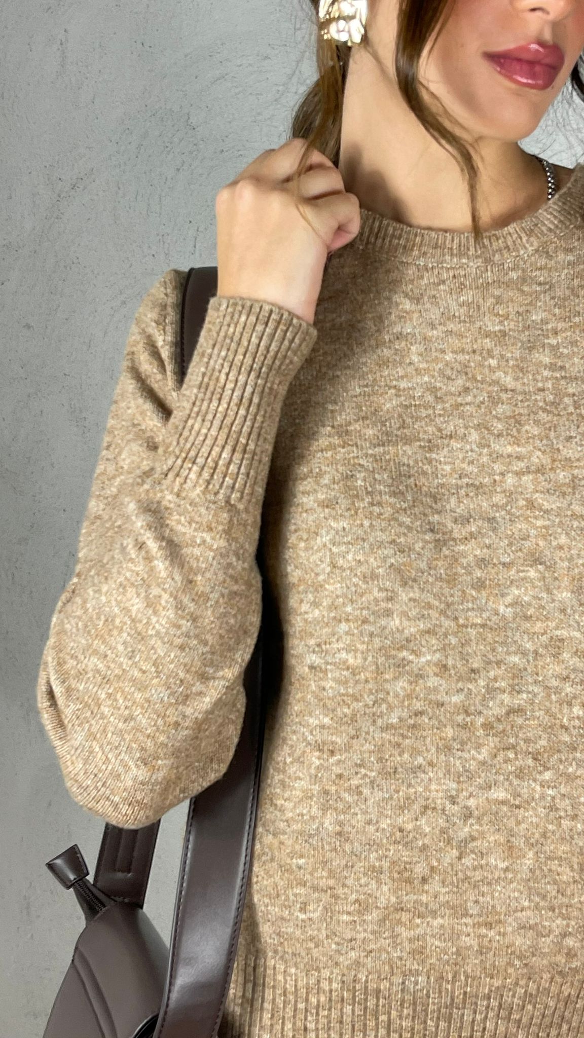 Maglia charms cuore|Colore:Cammello