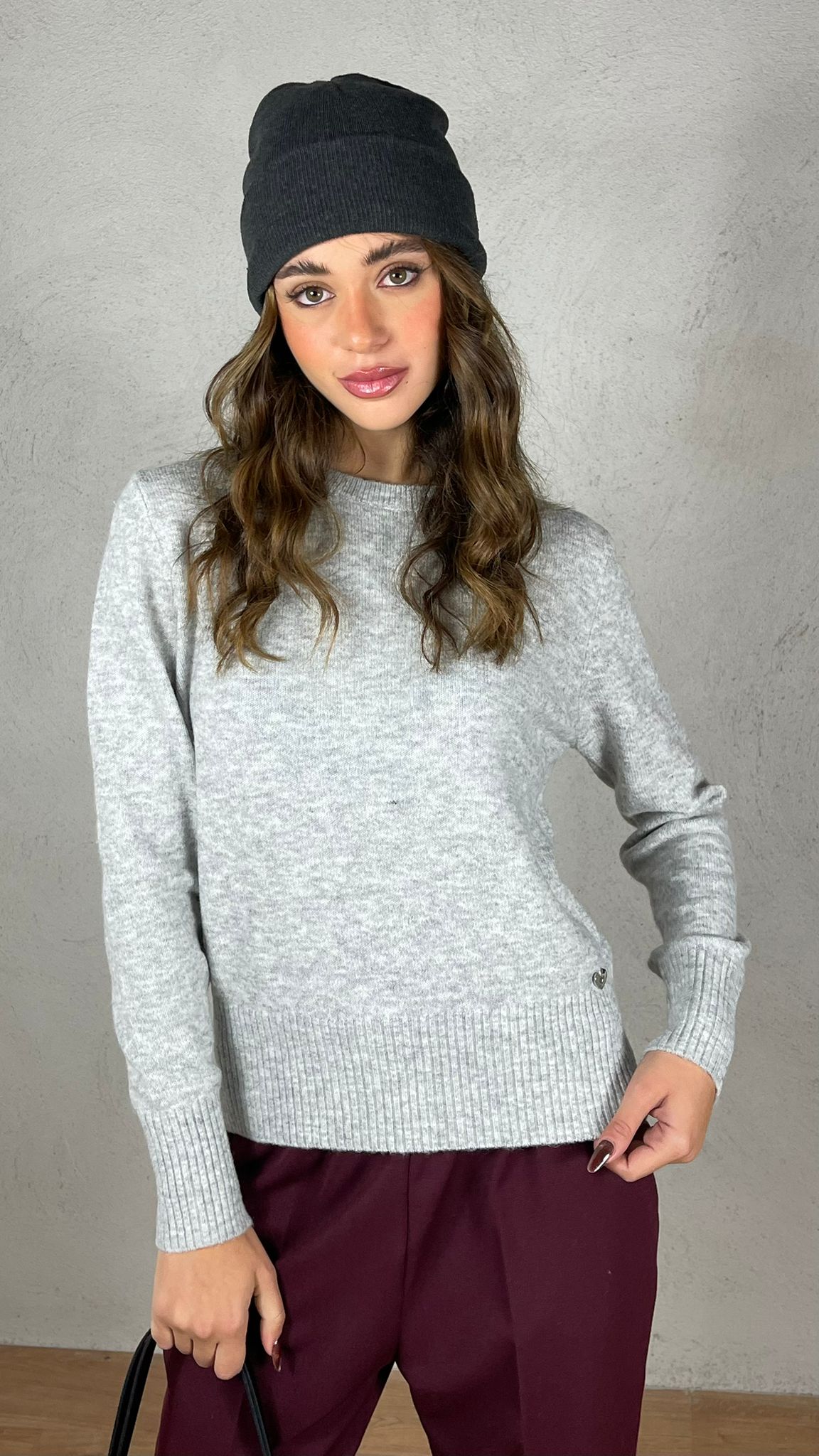 Maglia charms cuore|Colore:Grigio chiaro