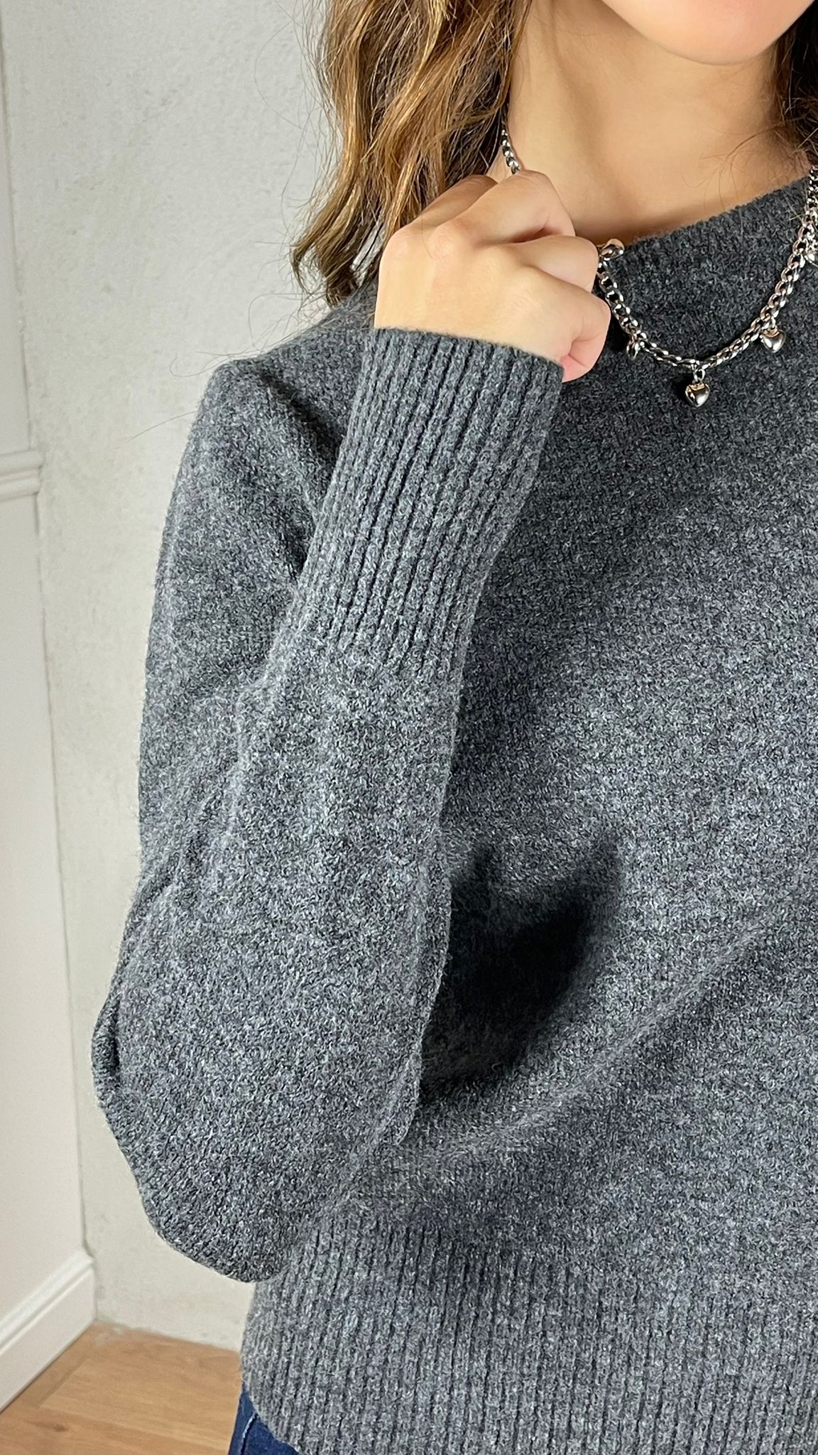 Maglia charms cuore|Colore:Grigio scuro