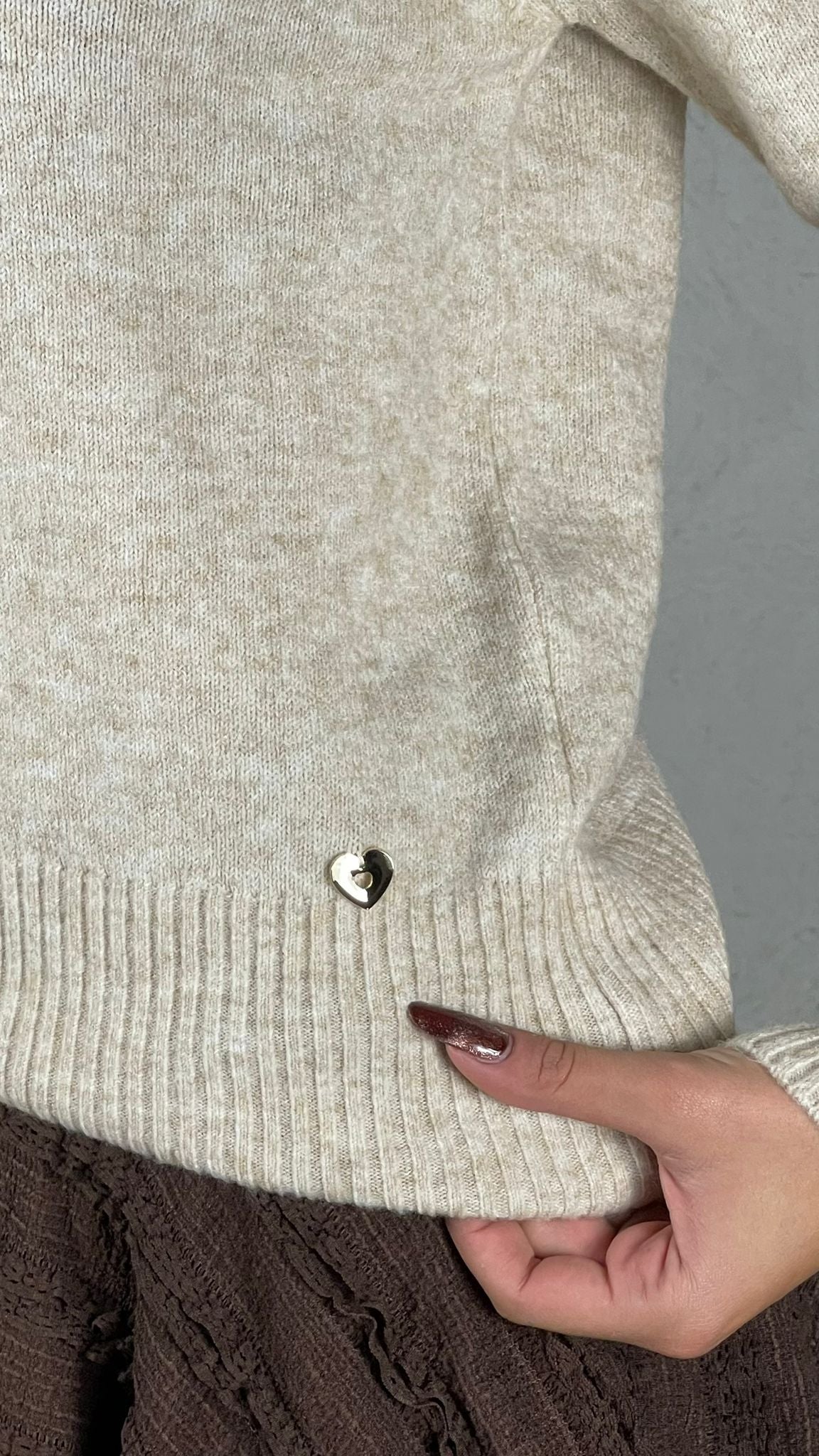 Maglia charms cuore|Colore:Kaki