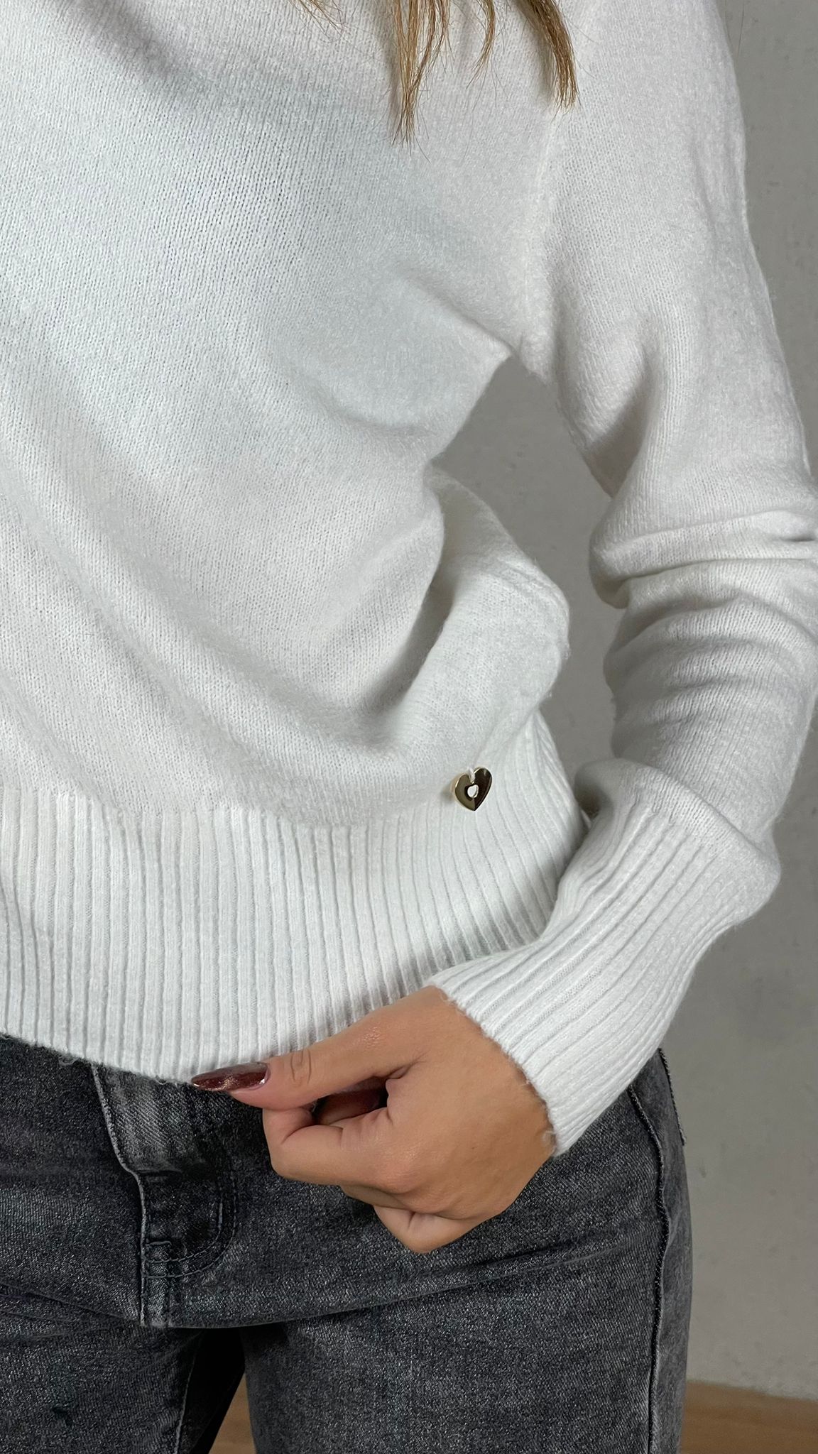 Maglia charms cuore|Colore:Bianco