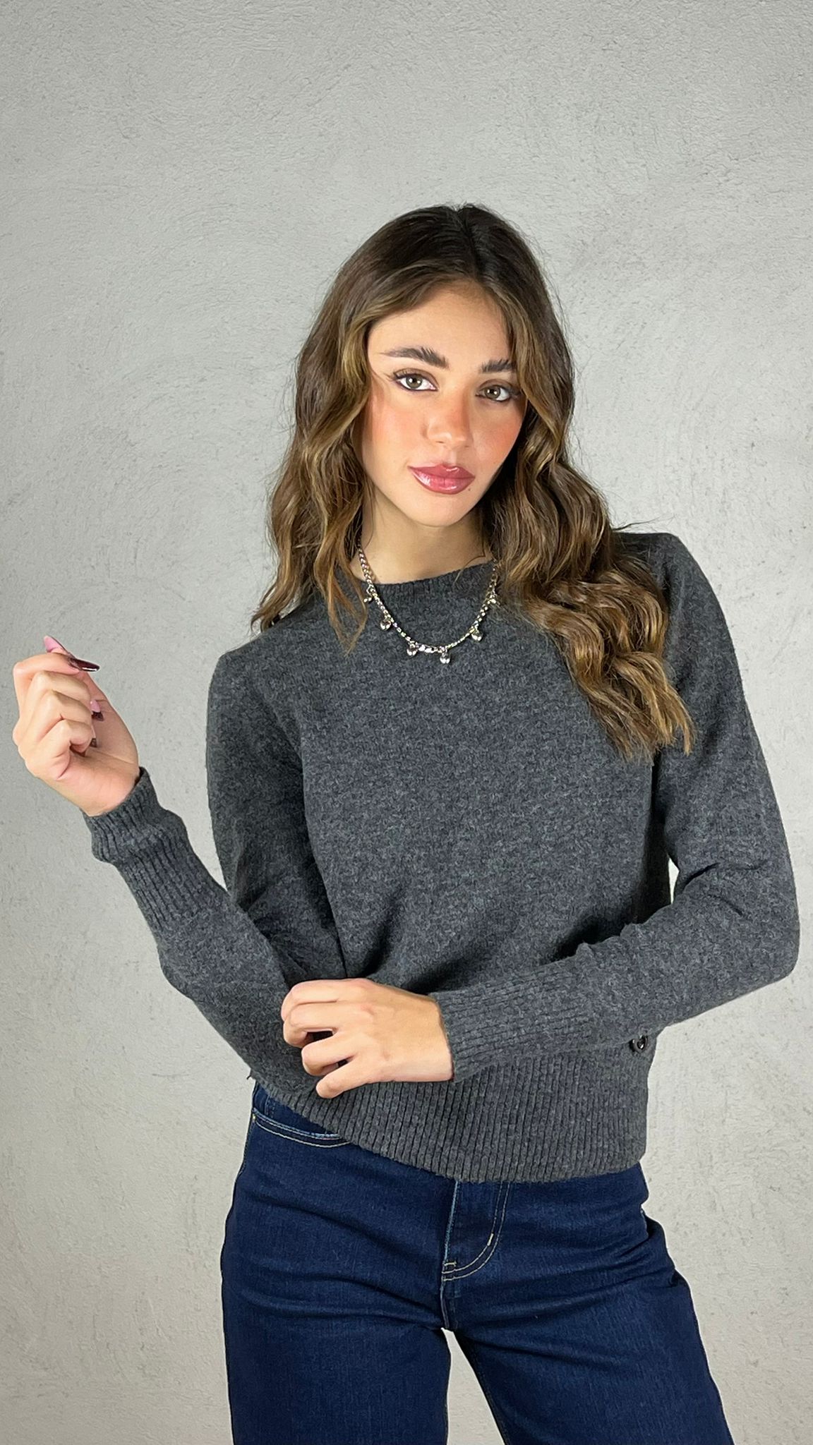 Maglia charms cuore|Colore:Grigio scuro