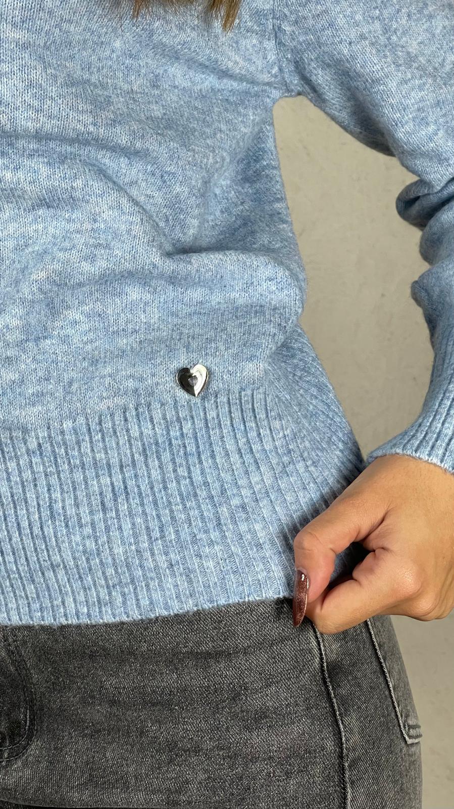 Maglia charms cuore|Colore:Azzurro