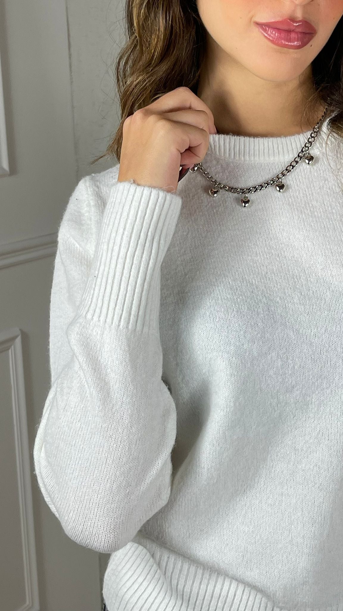 Maglia charms cuore|Colore:Bianco