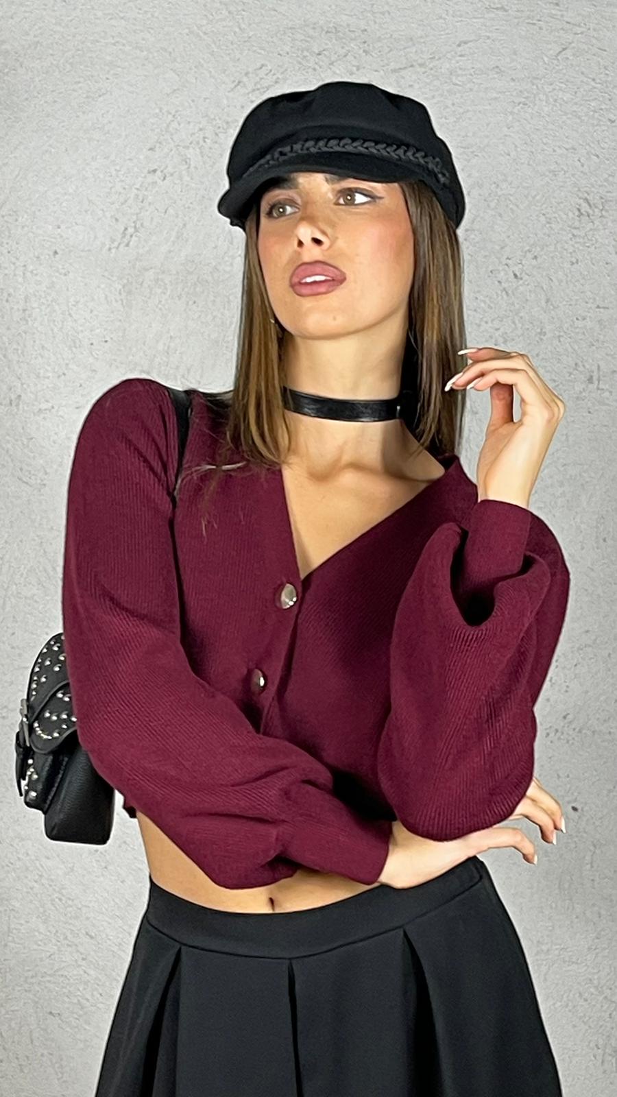 Cardigan maniche a sbuffo