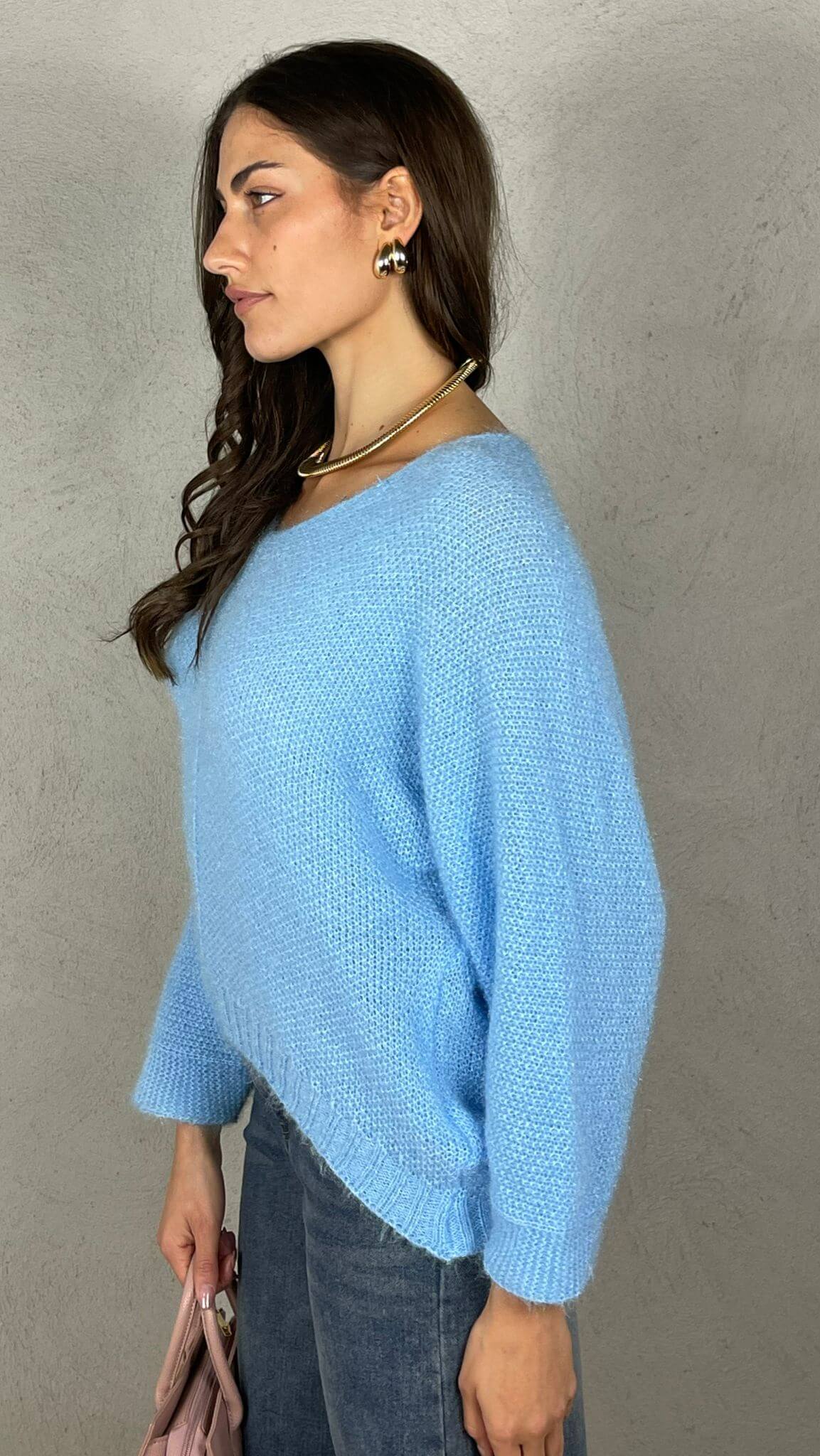 Pullover effetto Mohair scollo V - Candida.it