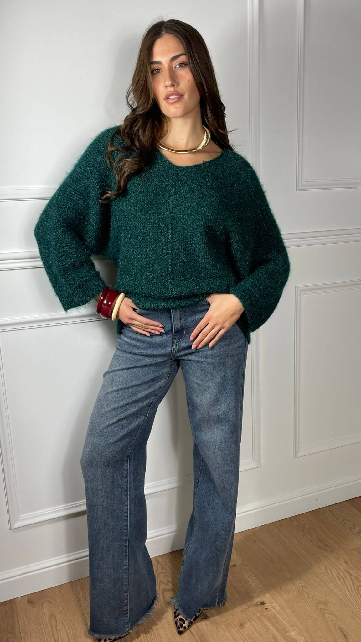 Pullover effetto Mohair scollo V - Candida.it