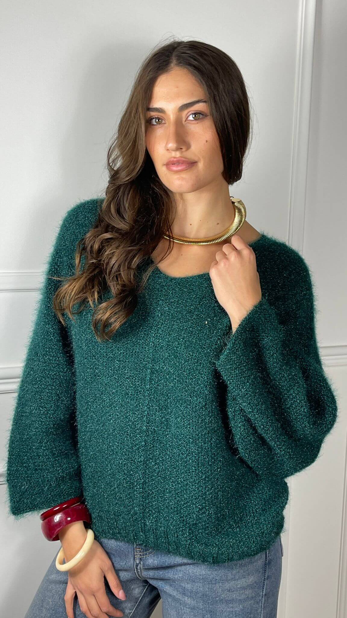 Pullover effetto Mohair scollo V - Candida.it