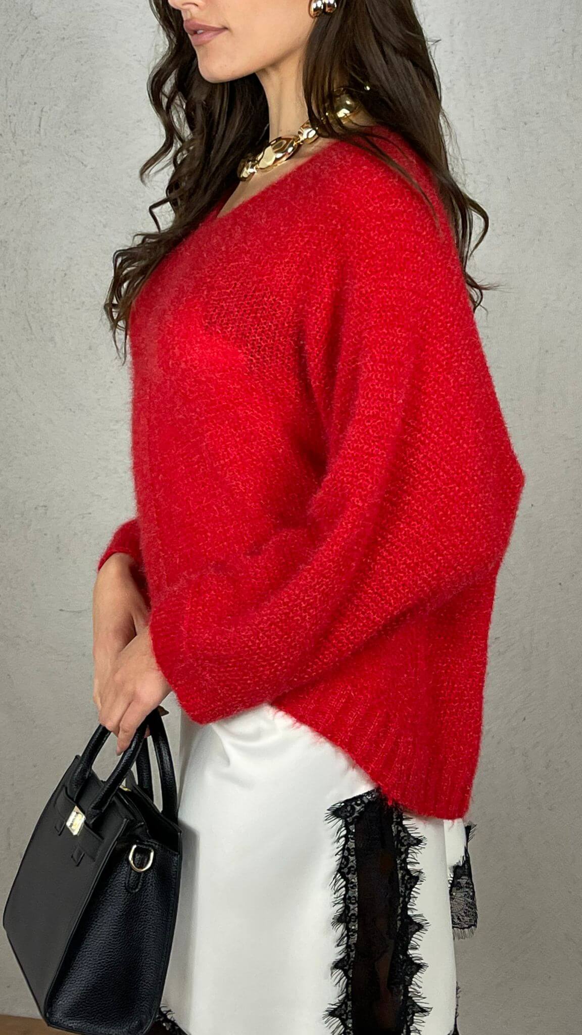 Pullover effetto Mohair scollo V - Candida.it