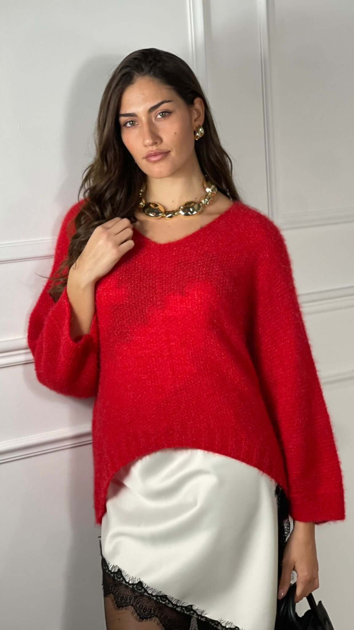 Pullover effetto Mohair scollo V - Candida.it