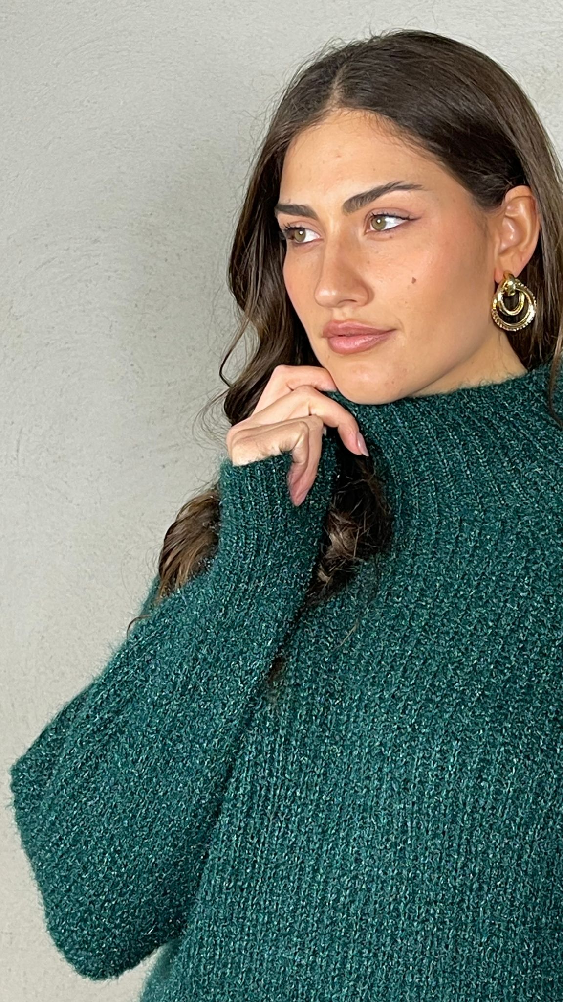 Pullover effetto Mohair collo lupetto