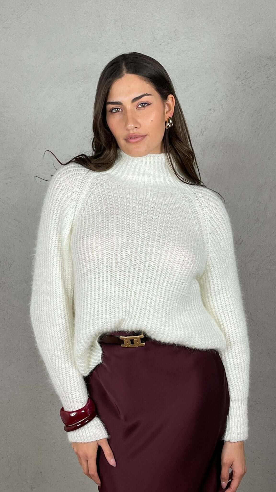 Pullover effetto Mohair collo lupetto - Candida.it