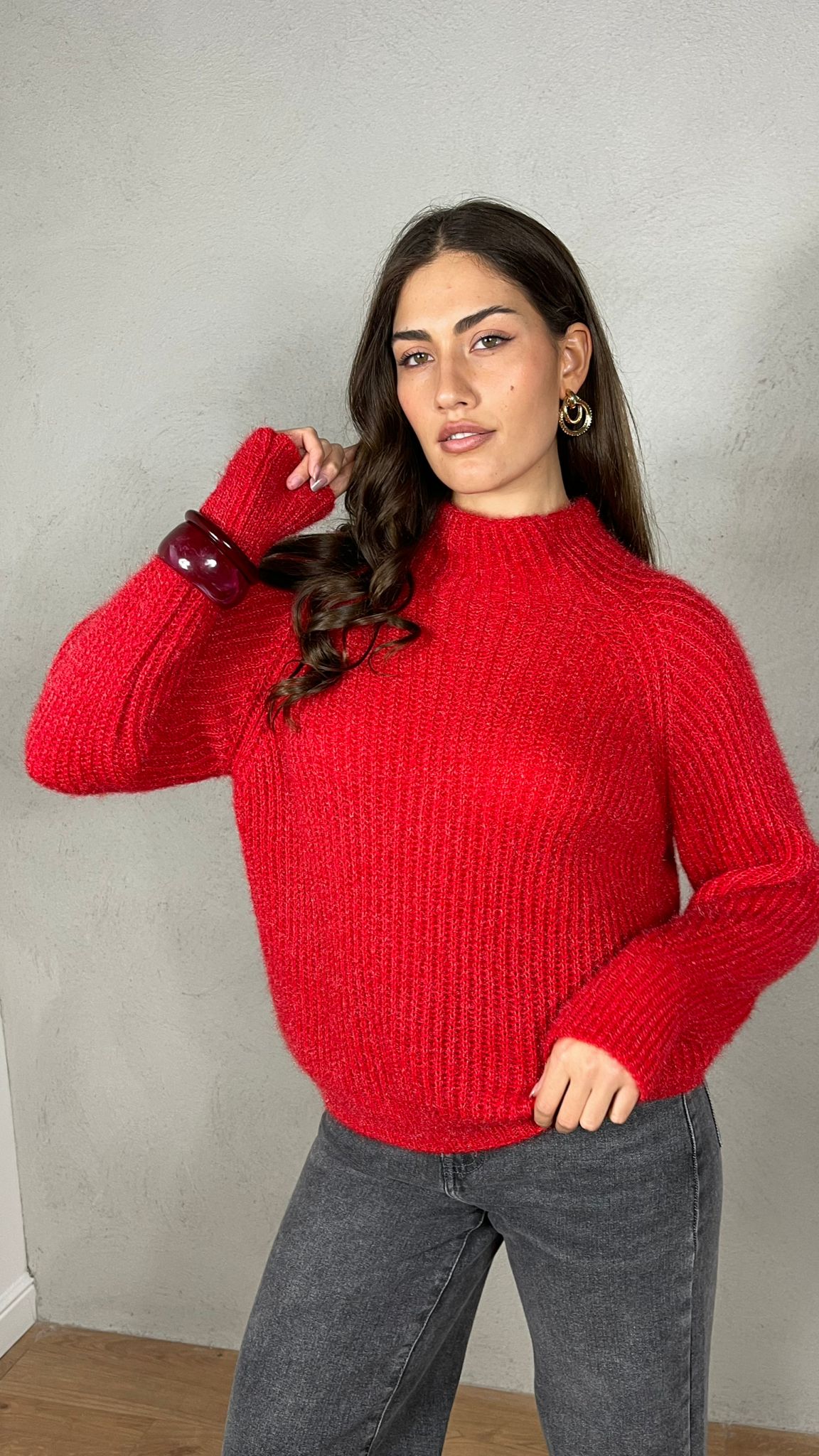Pullover effetto Mohair collo lupetto