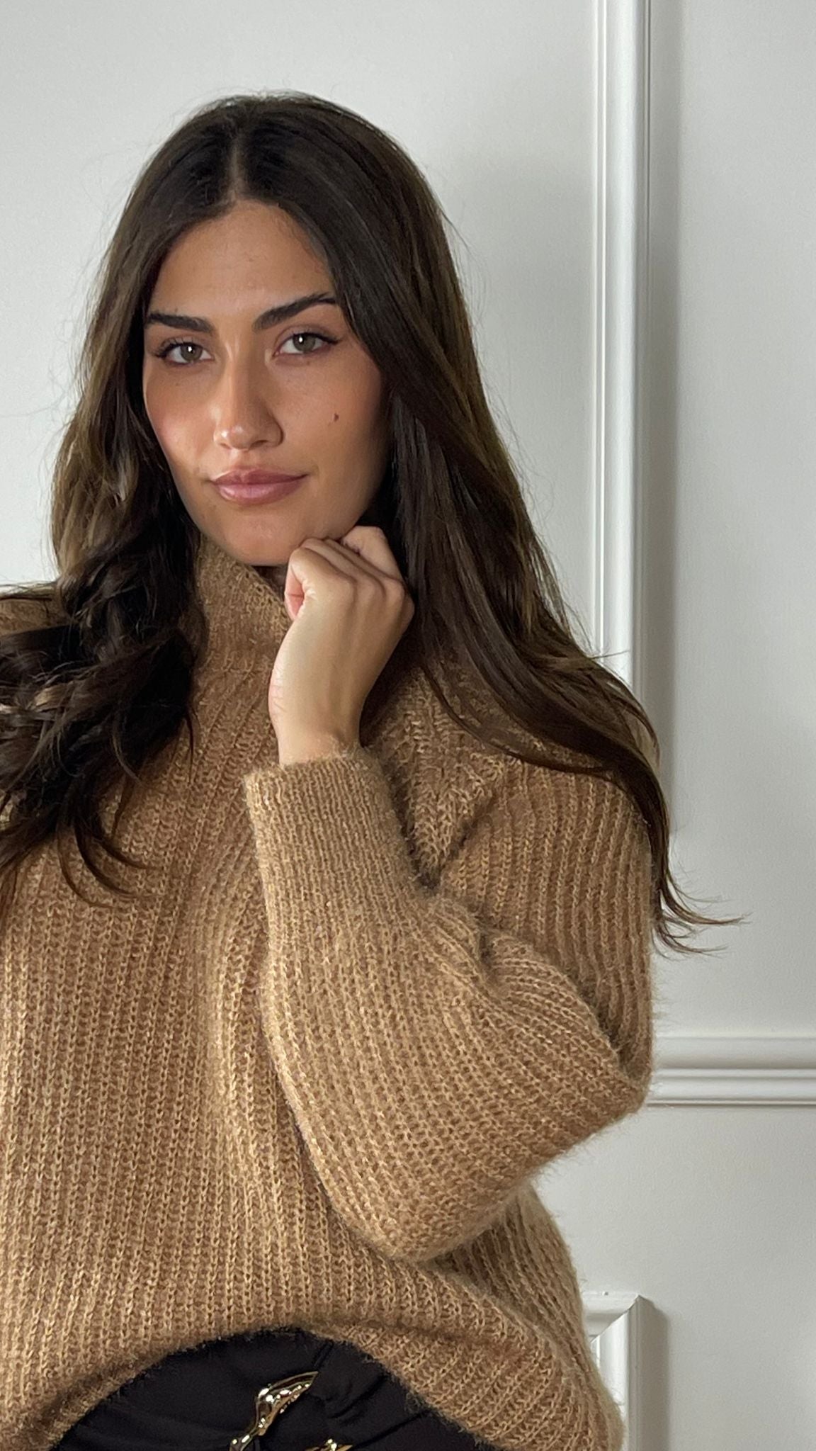 Pullover effetto Mohair collo lupetto