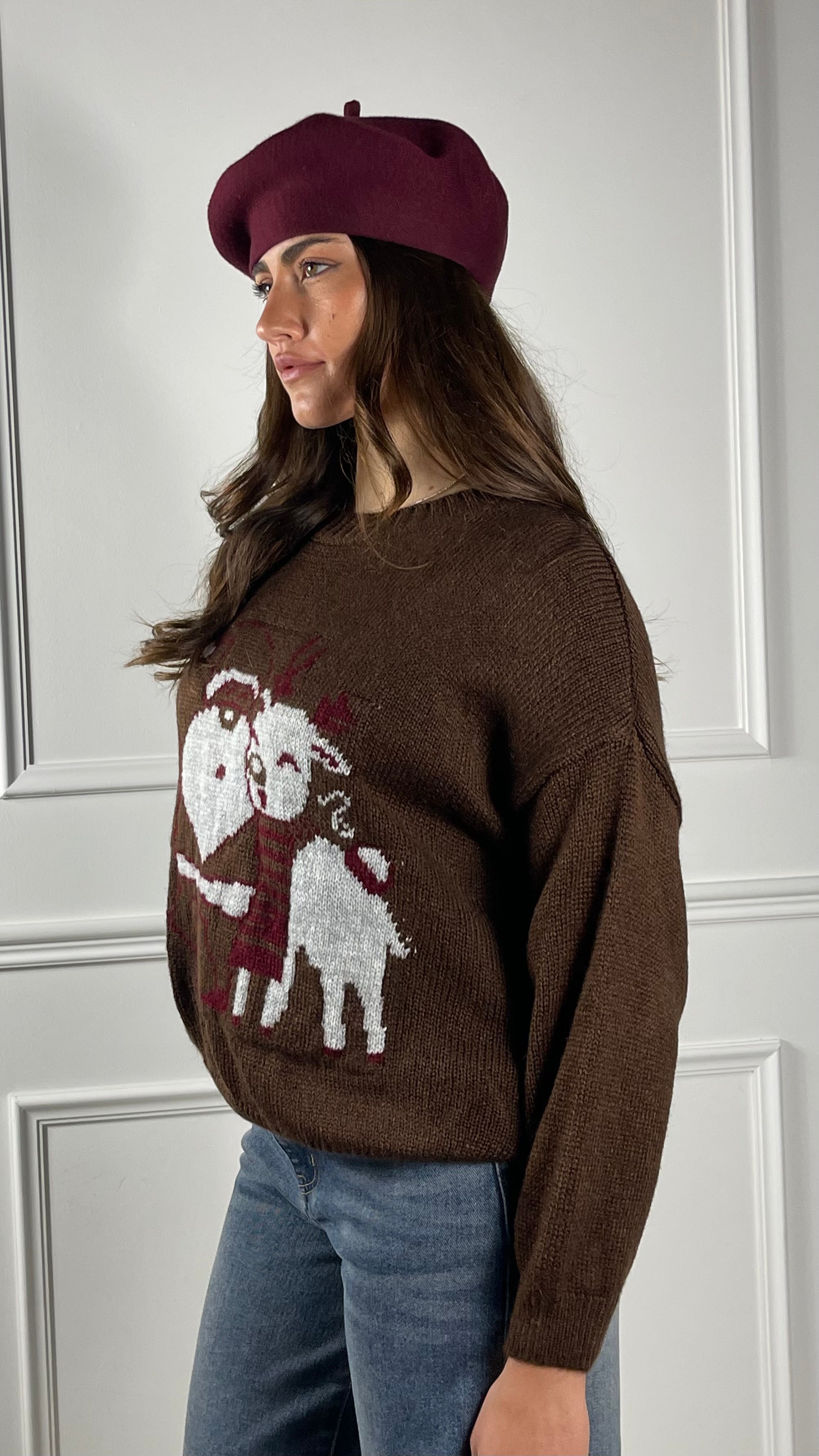 Maglione Renna|Colore:Marrone