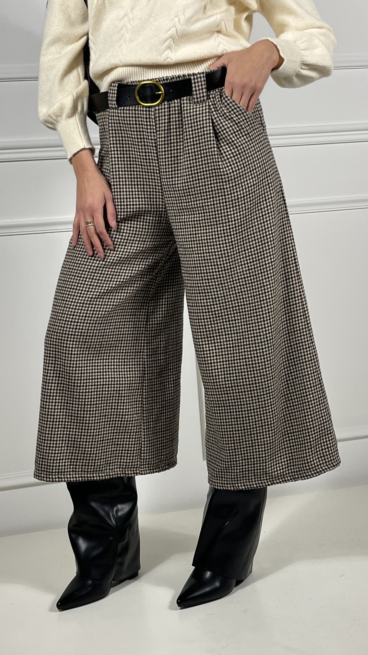 Pantalone culotte pied de poule