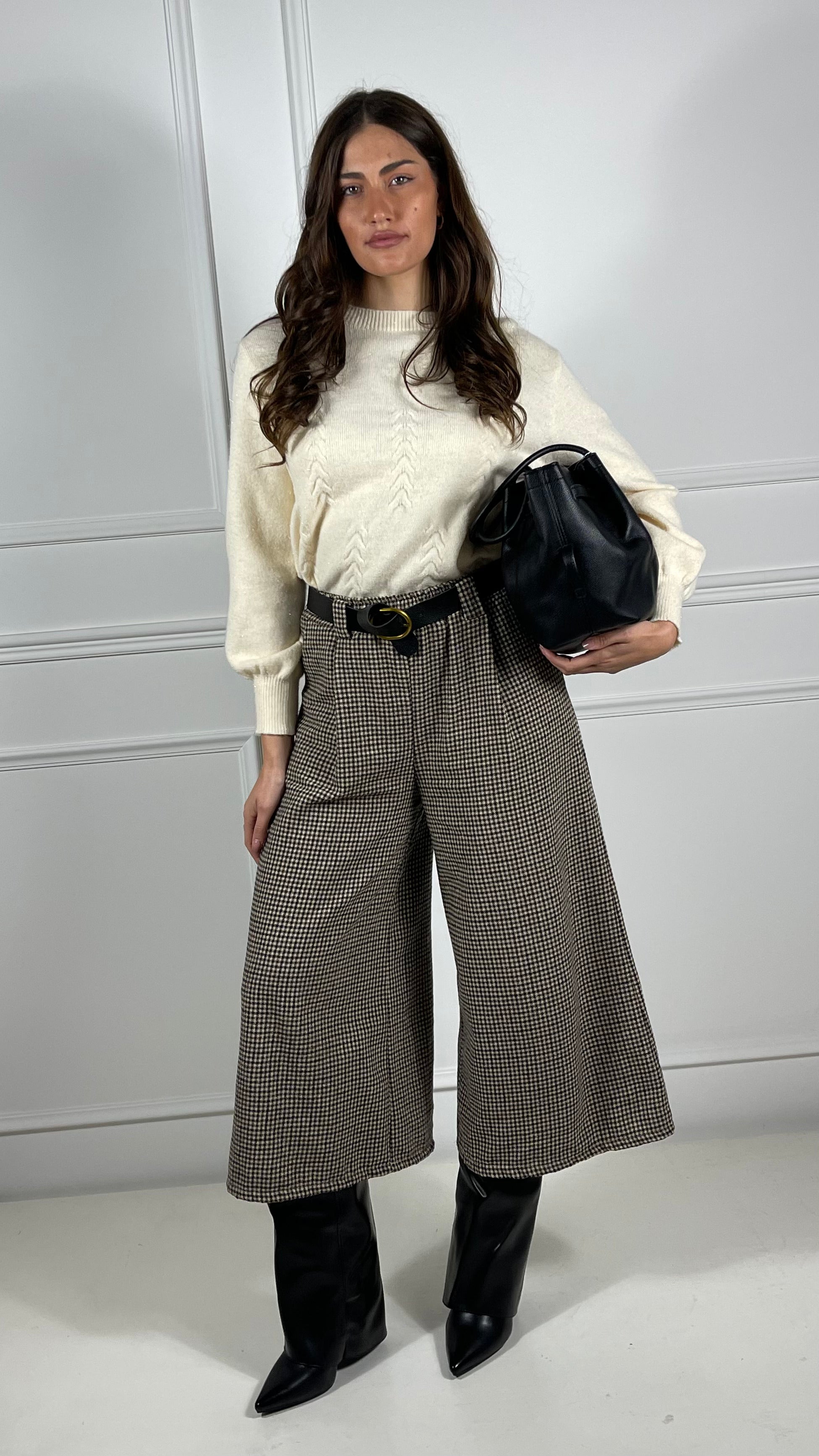 Pantalone culotte pied de poule