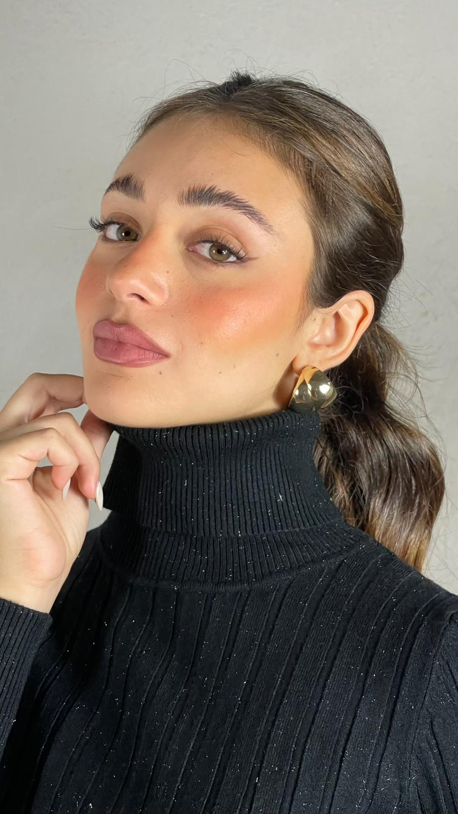 Pullover collo alto lurex