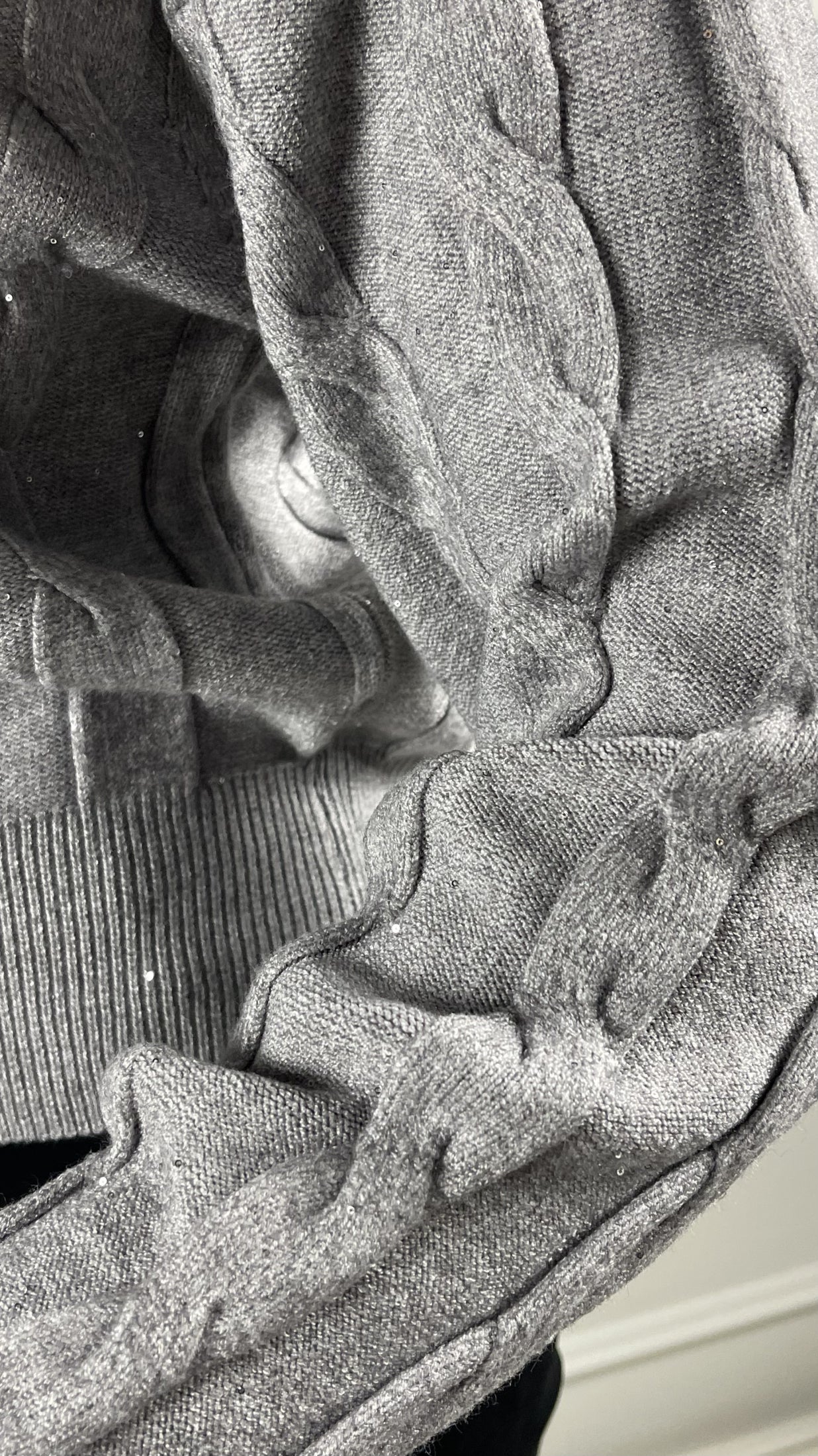 Pullover treccia paillettes