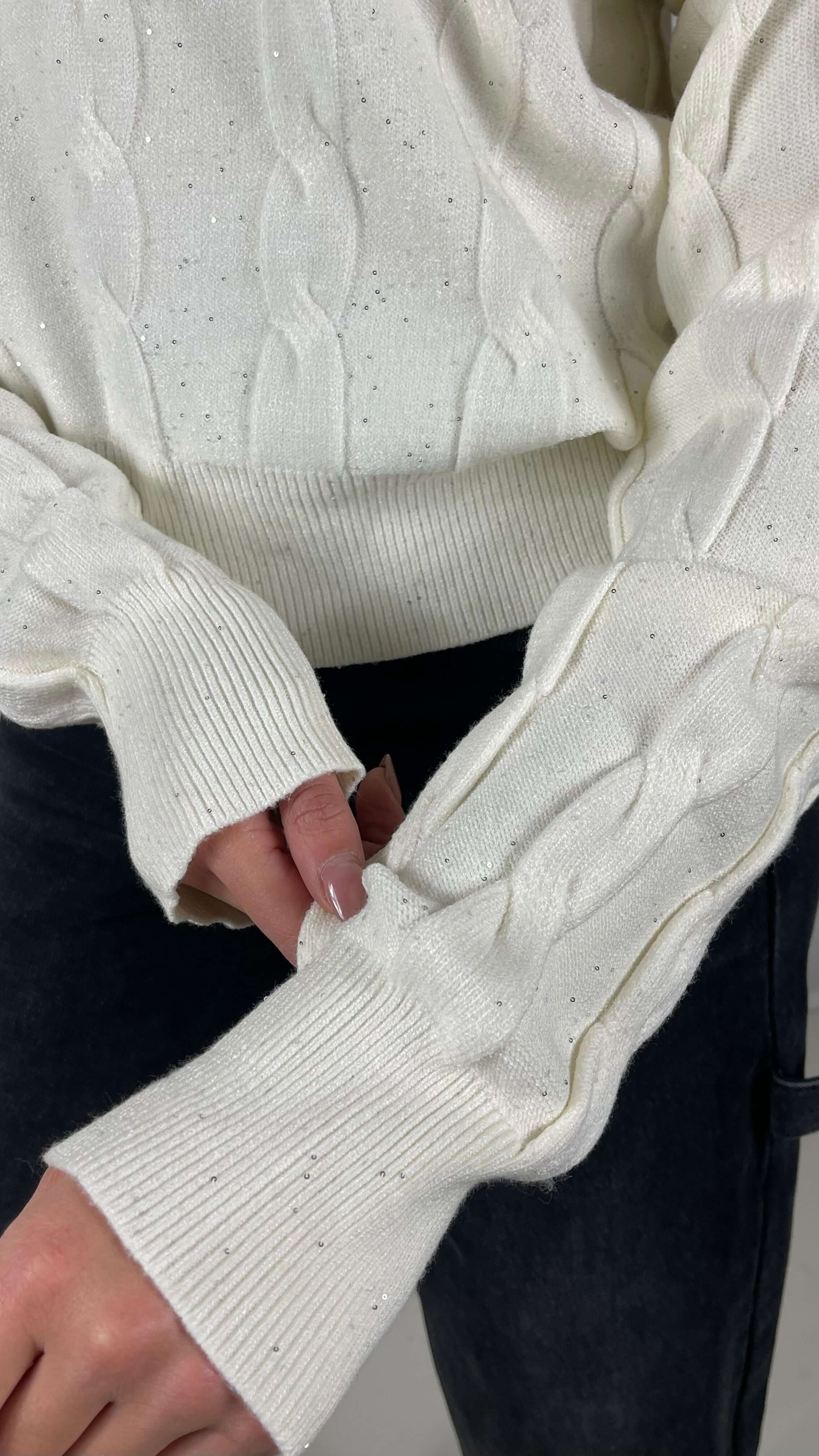 Pullover treccia paillettes - Candida.it