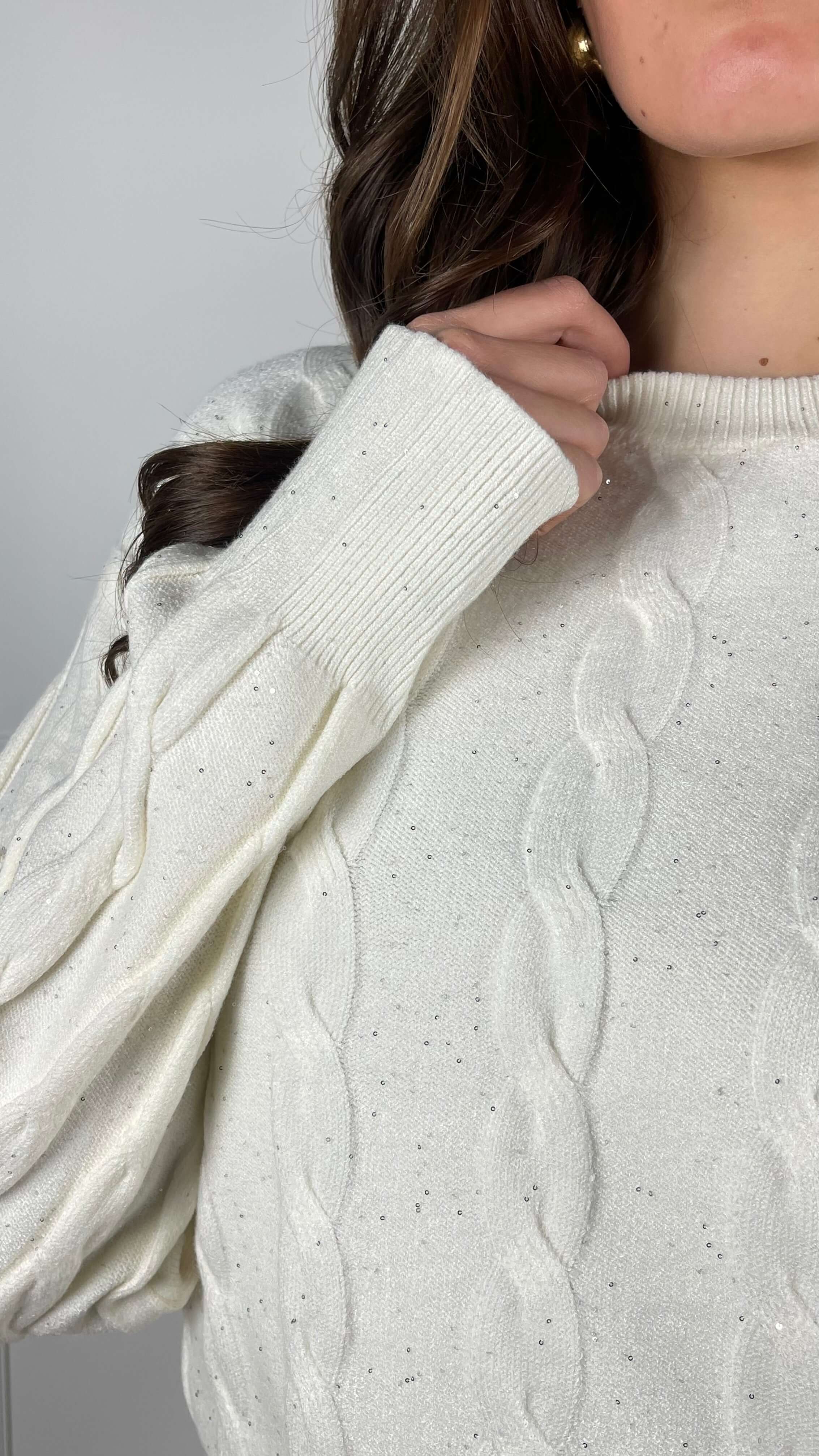 Pullover treccia paillettes - Candida.it