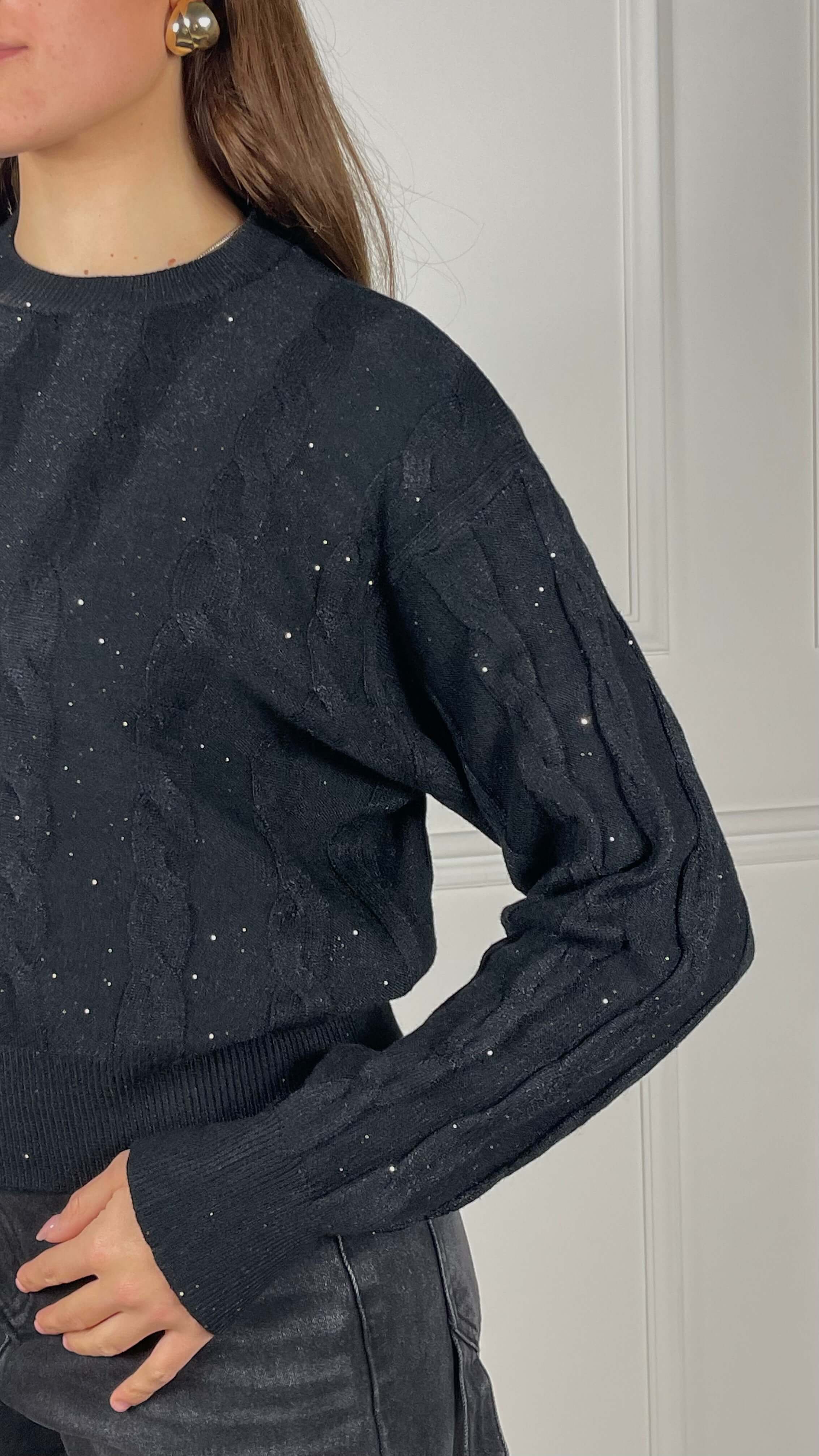 Pullover treccia paillettes - Candida.it