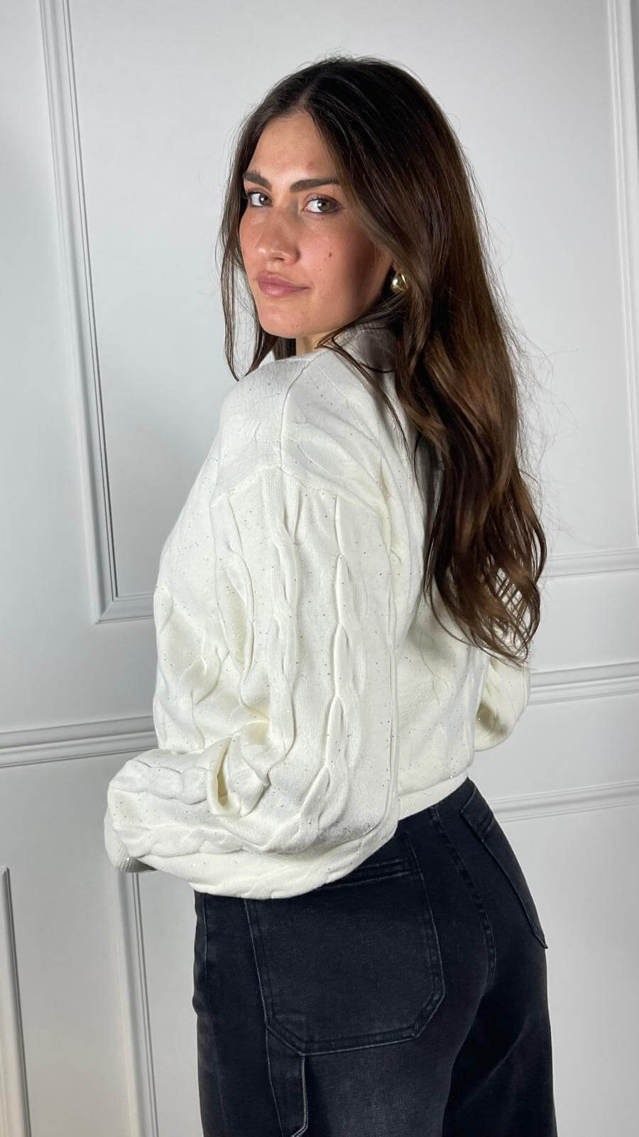 Pullover treccia paillettes - Candida.it