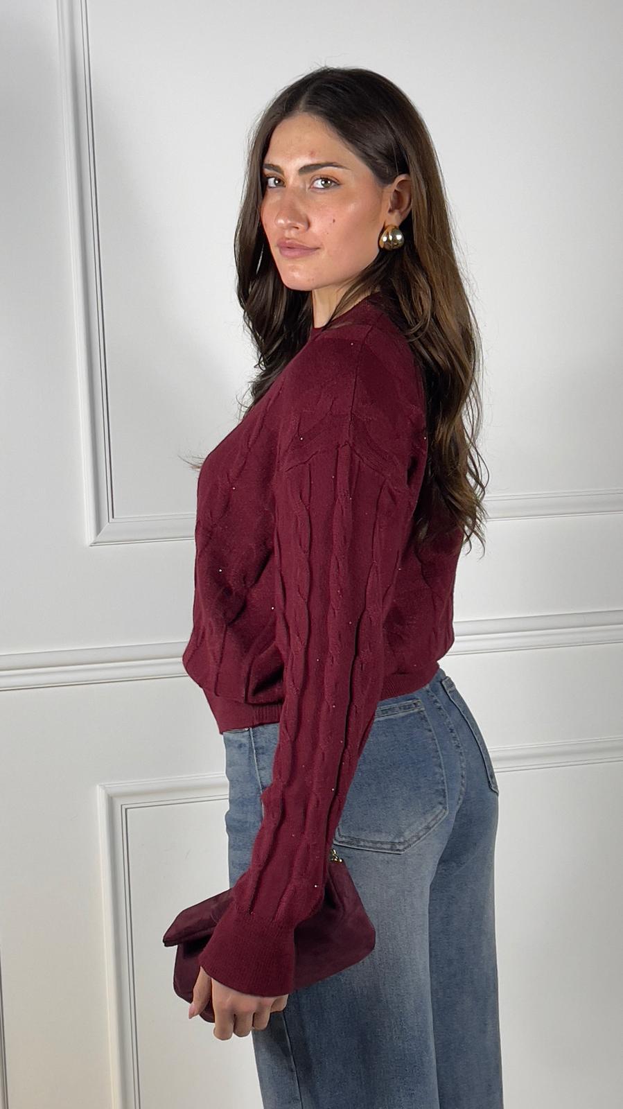 Pullover treccia paillettes