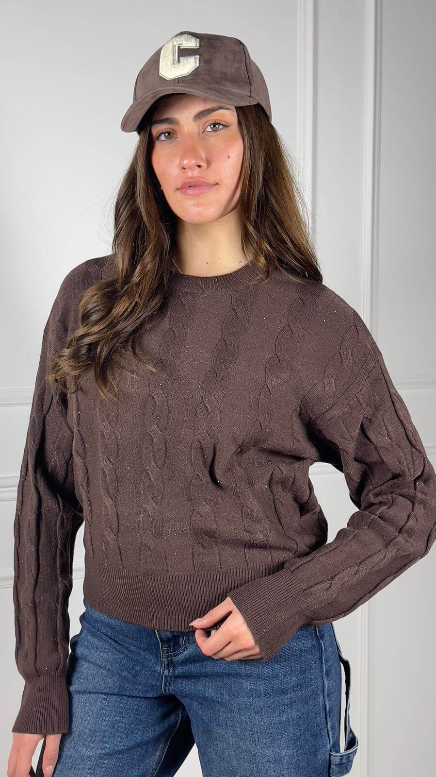 Pullover treccia paillettes - Candida.it