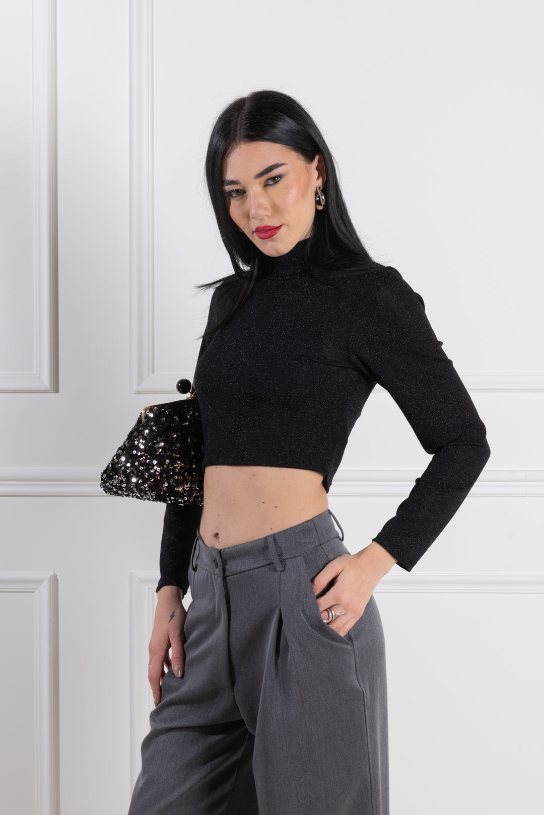 Maglia lupetto lurex|Colore:Nero