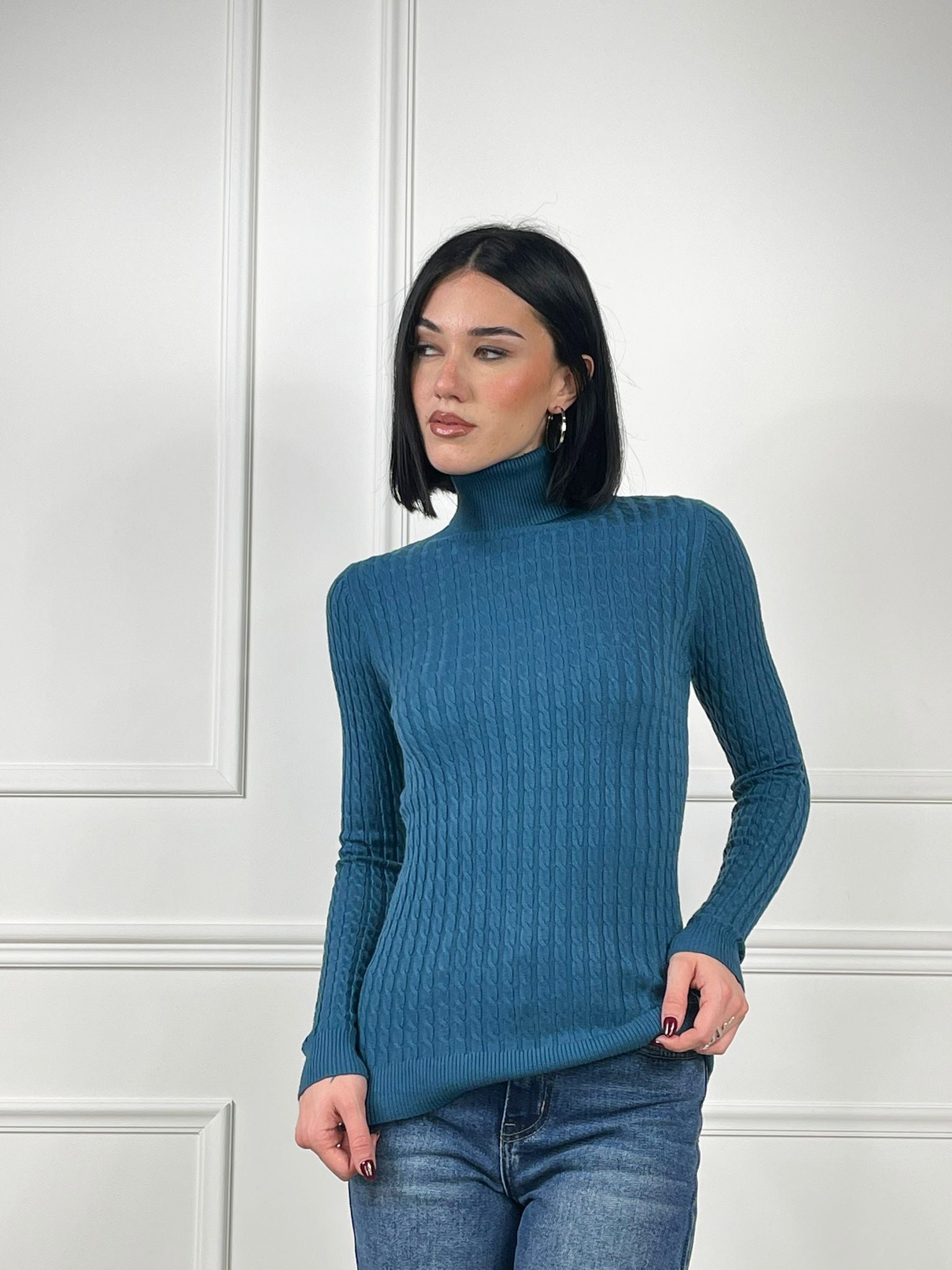 Maglia collo alto trecce 2 - Candida.it