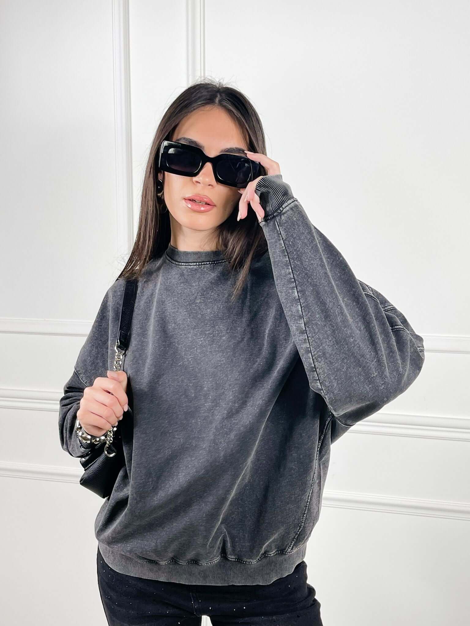 Felpa usa grigio lavato - Candida.it