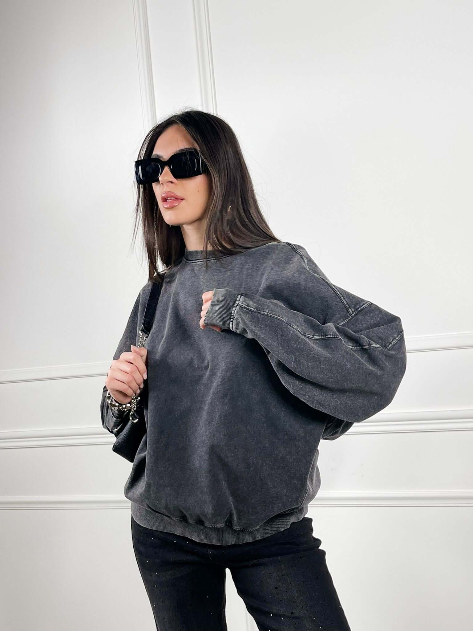 Felpa usa grigio lavato - Candida.it