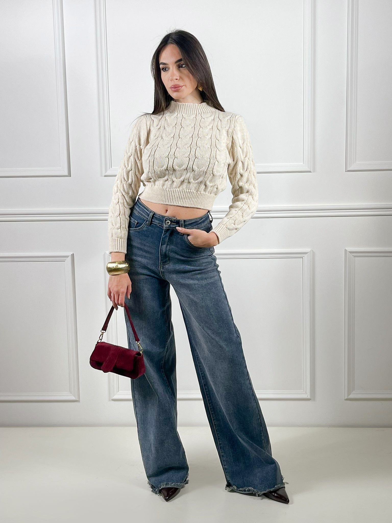 Maglioncino treccia crop - Candida.it