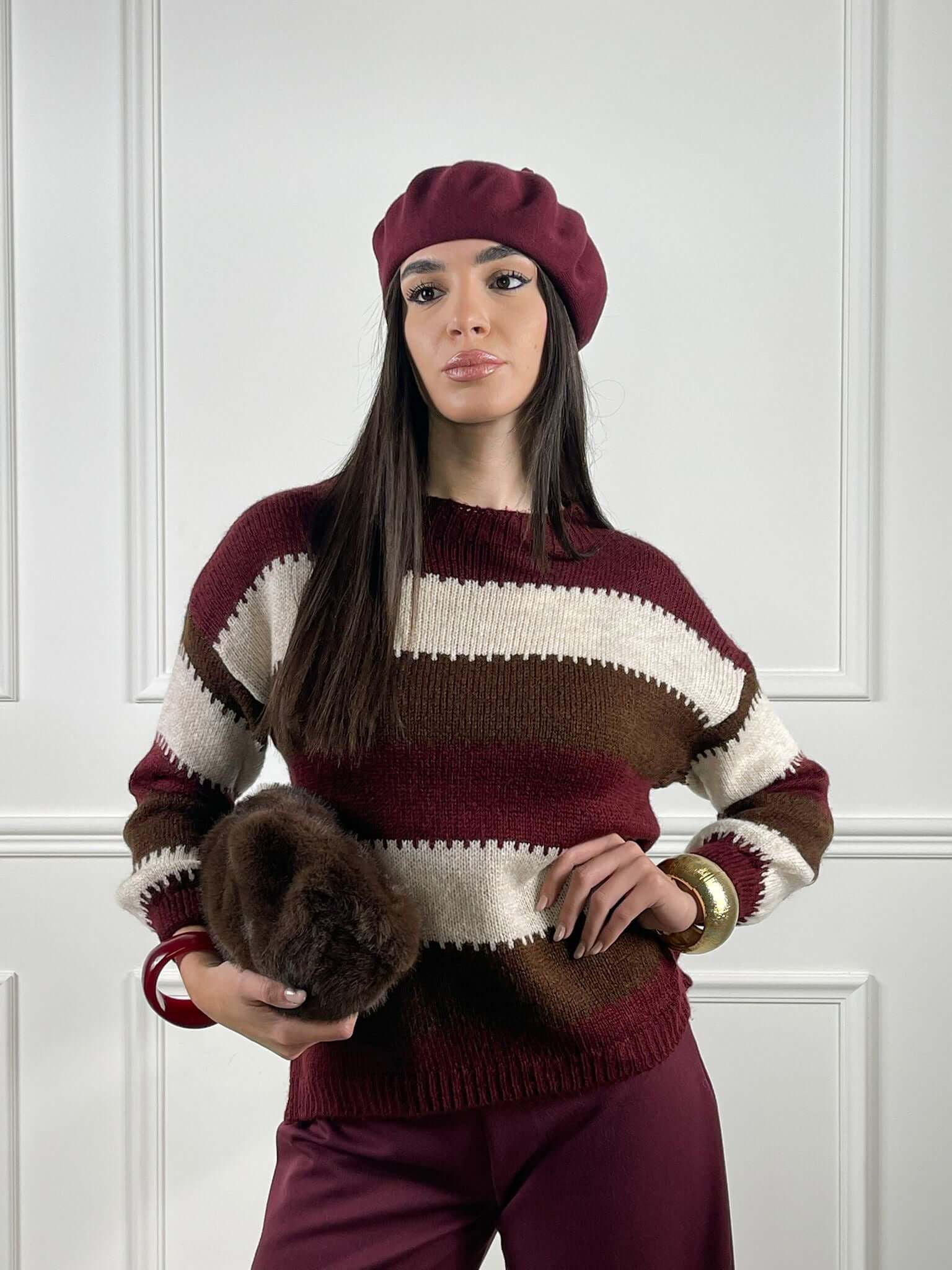 Maglia scollo barchetta a fasce - Candida.it